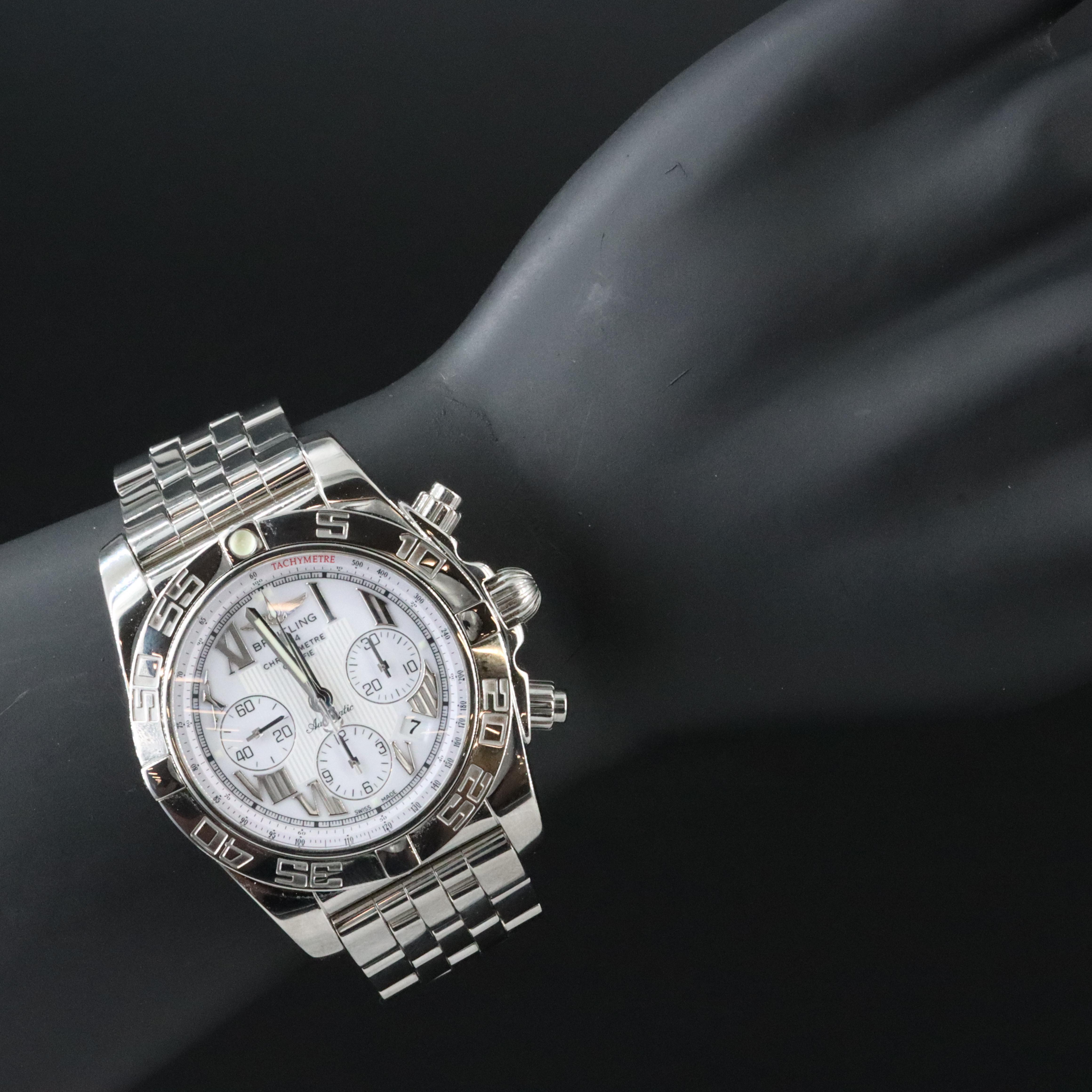 Breitling Chronomat 44 B01 Chrono White Steel Automatic Watch