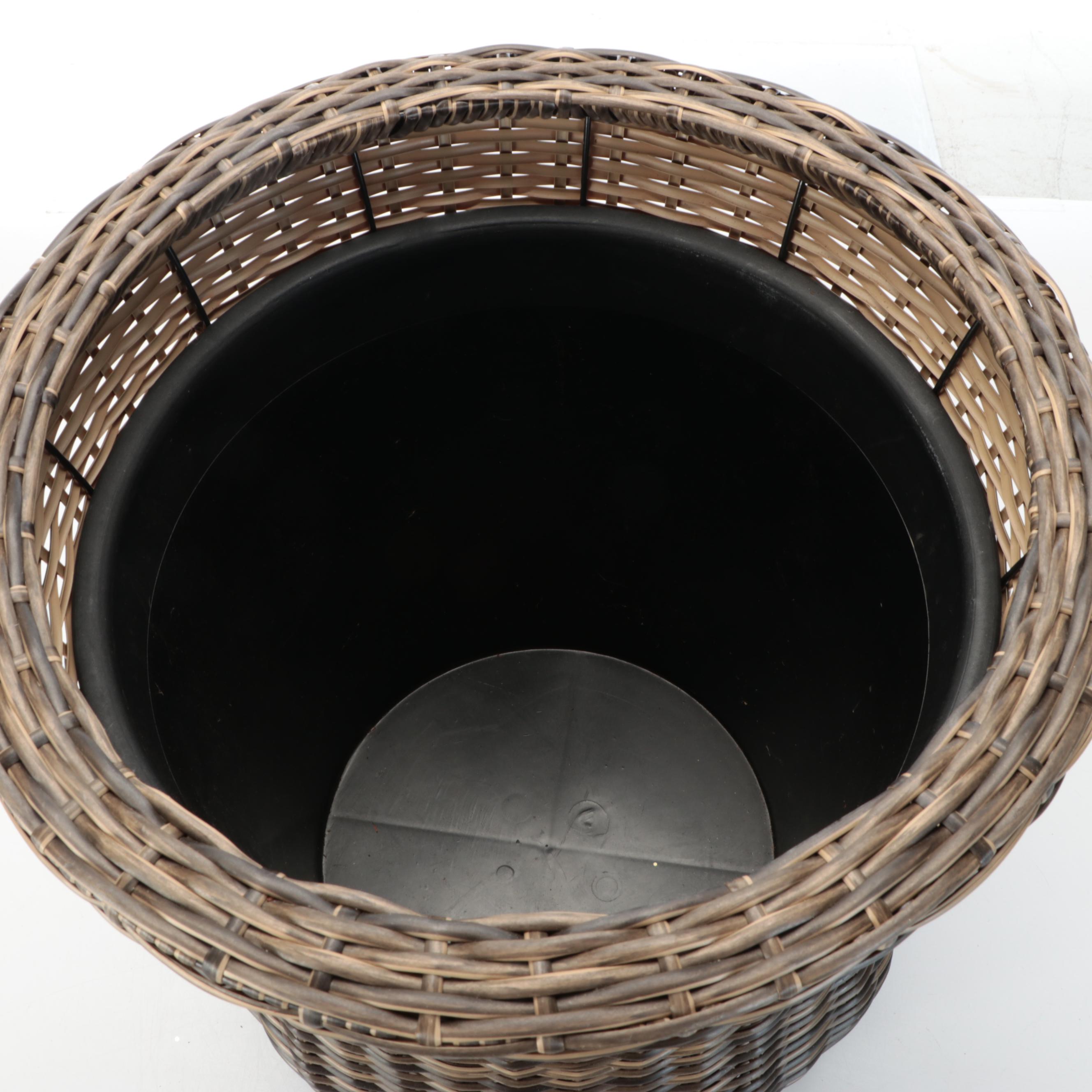 PE Rattan Planter with Wire Basket