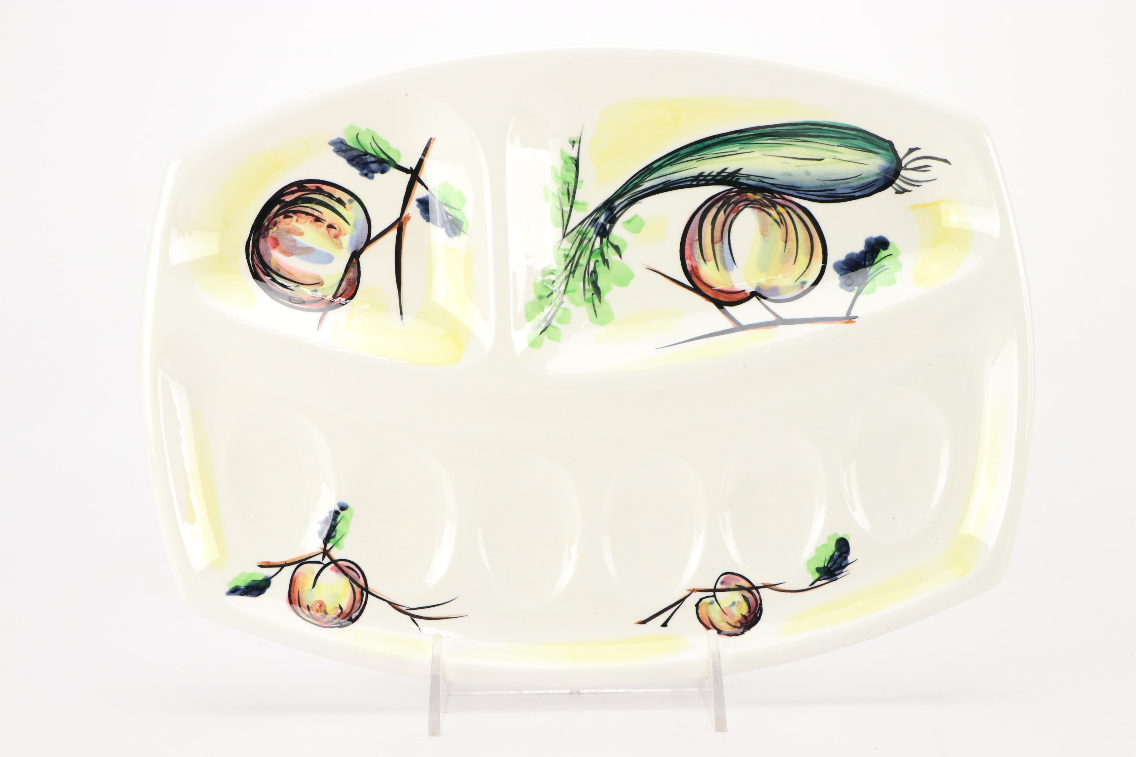 Laurie Gates Ceramic Tureen with Other Majolica Style Ceramic Tableware