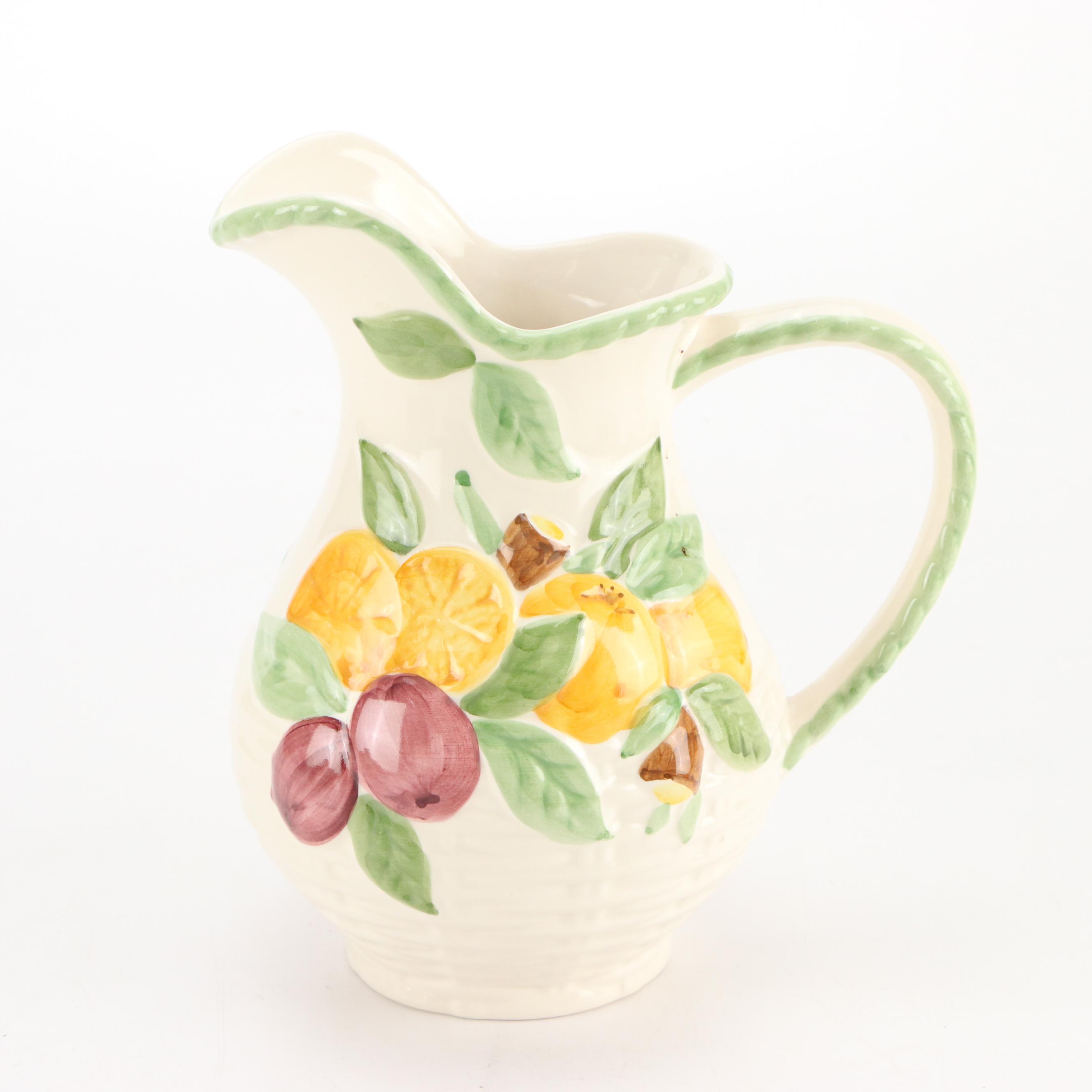 Laurie Gates Ceramic Tureen with Other Majolica Style Ceramic Tableware