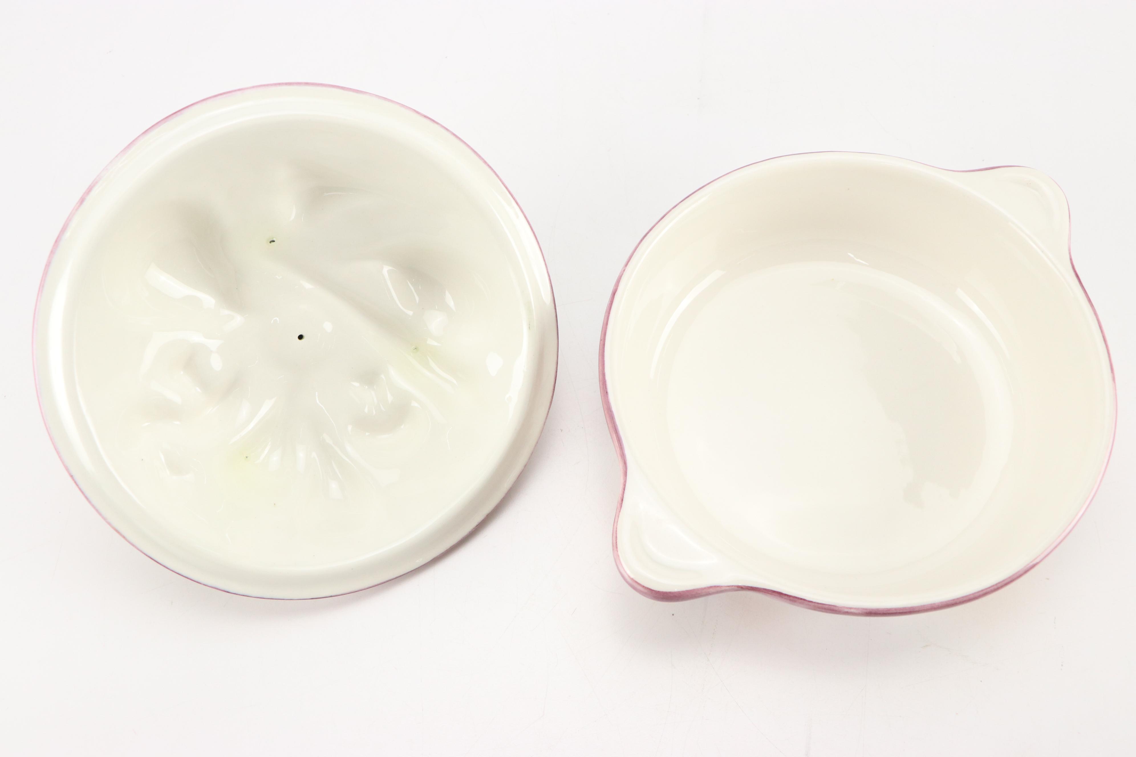 Laurie Gates Ceramic Tureen with Other Majolica Style Ceramic Tableware