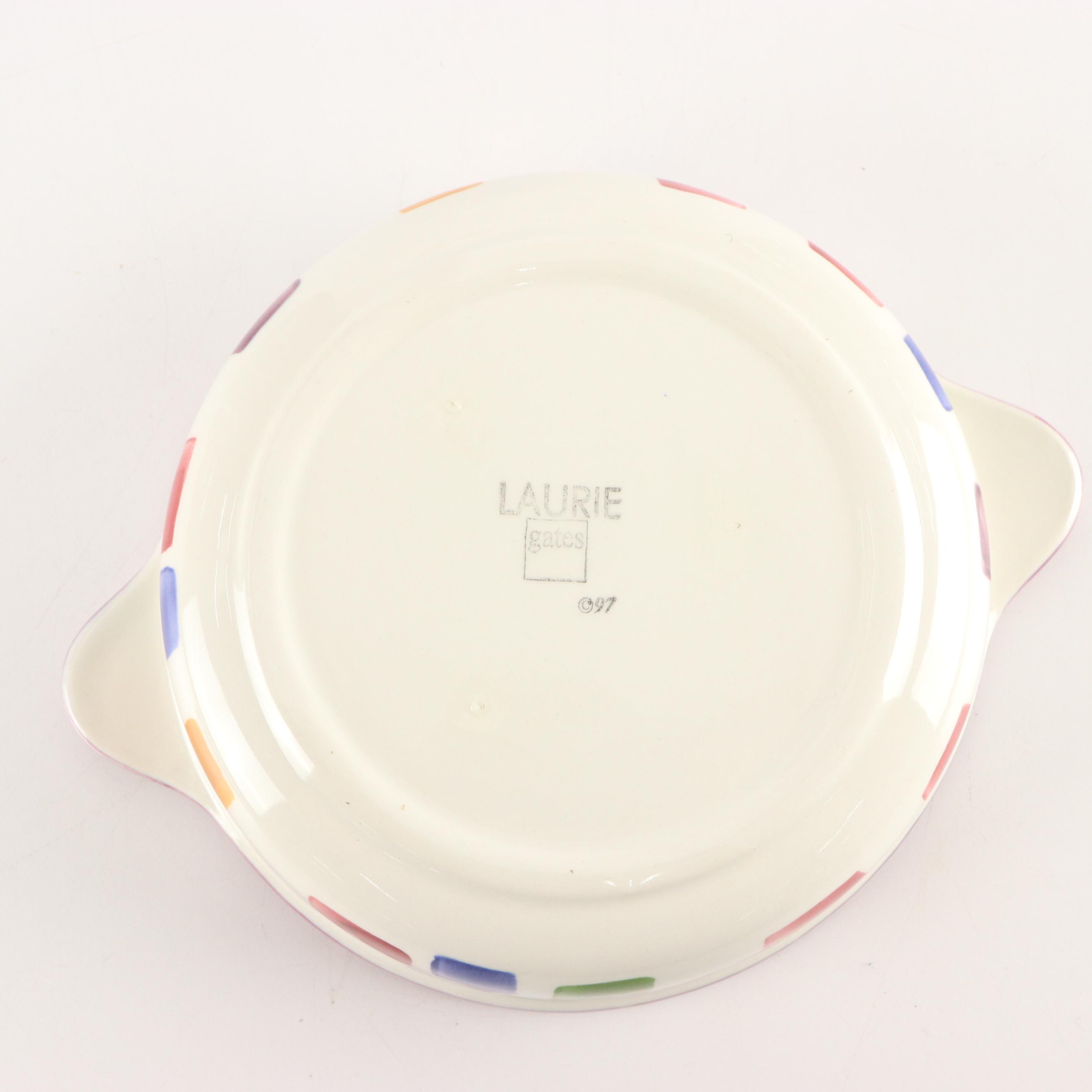 Laurie Gates Ceramic Tureen with Other Majolica Style Ceramic Tableware