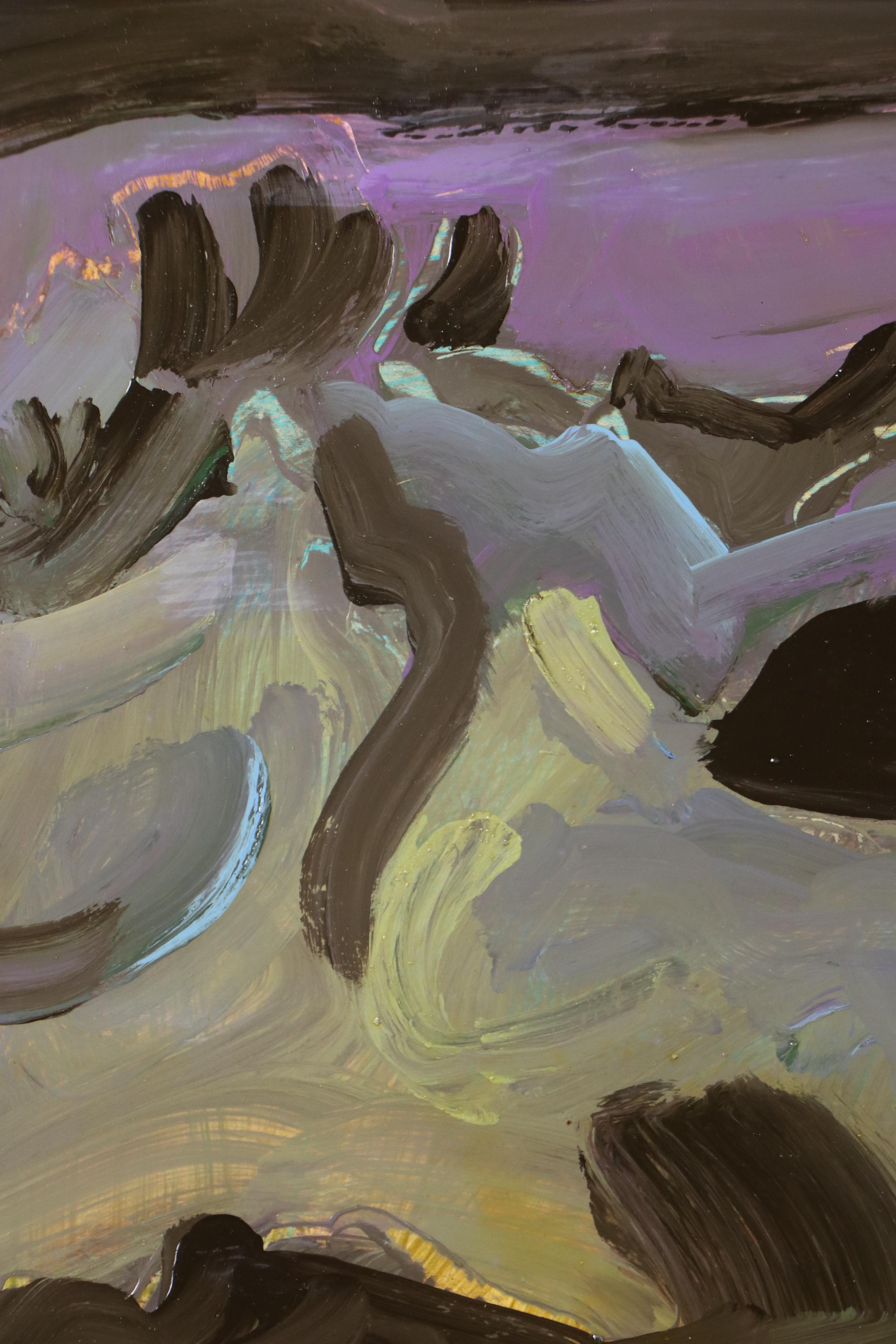 Harry Hilson Expressionist Landscape Acrylic Painting, Late 20th Century