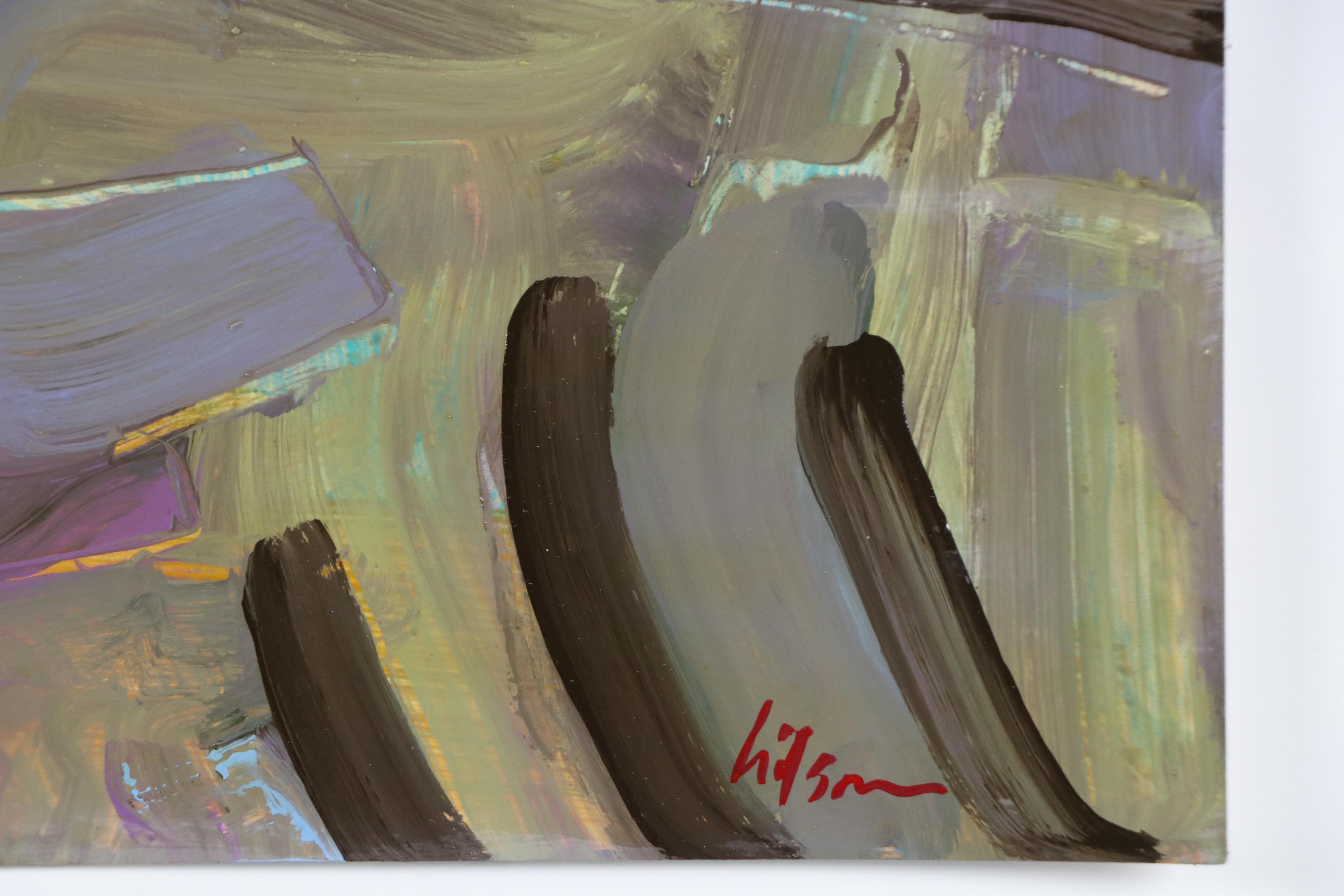 Harry Hilson Expressionist Landscape Acrylic Painting, Late 20th Century