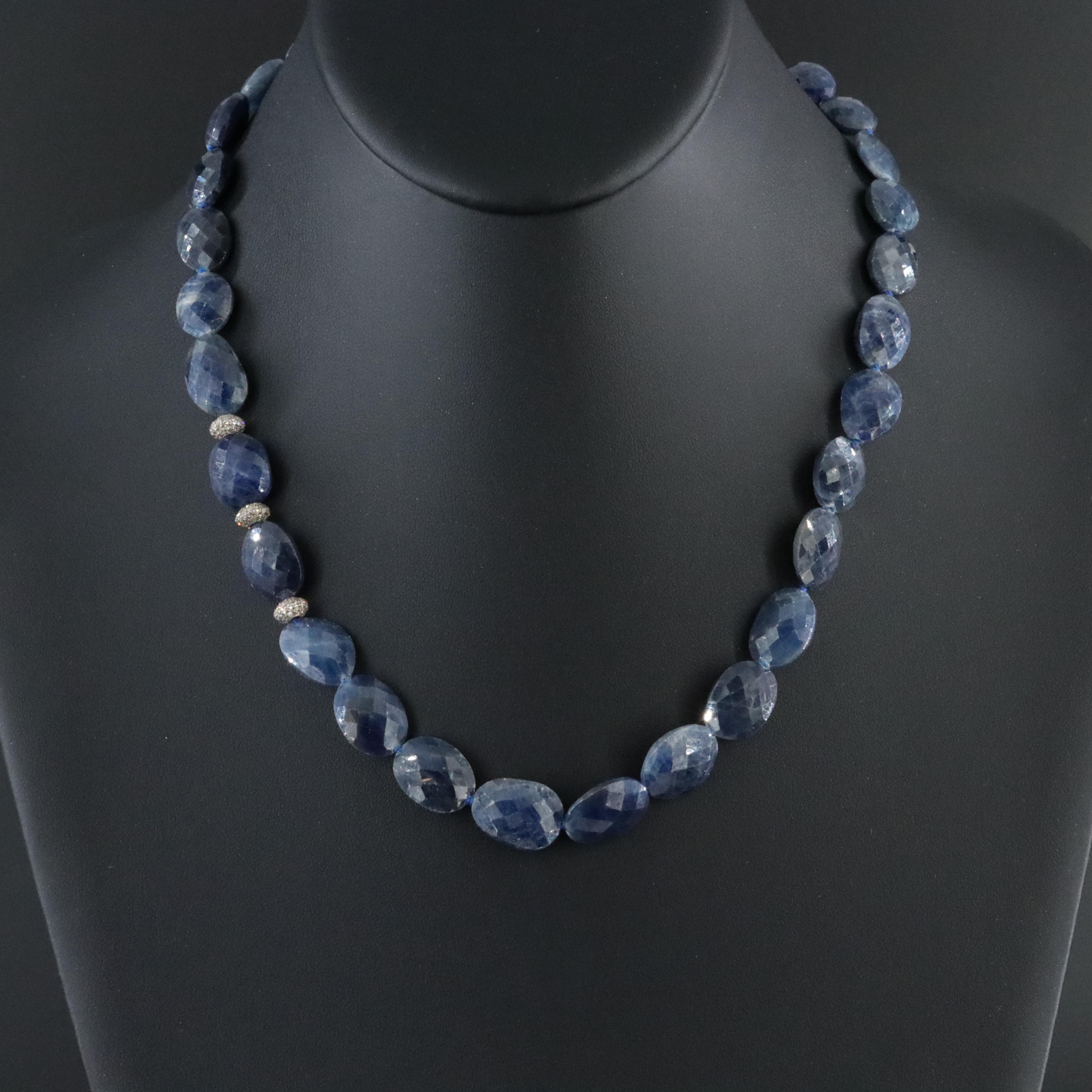 Sheryl Lowe Sapphire Necklace with Diamond Bead Accents