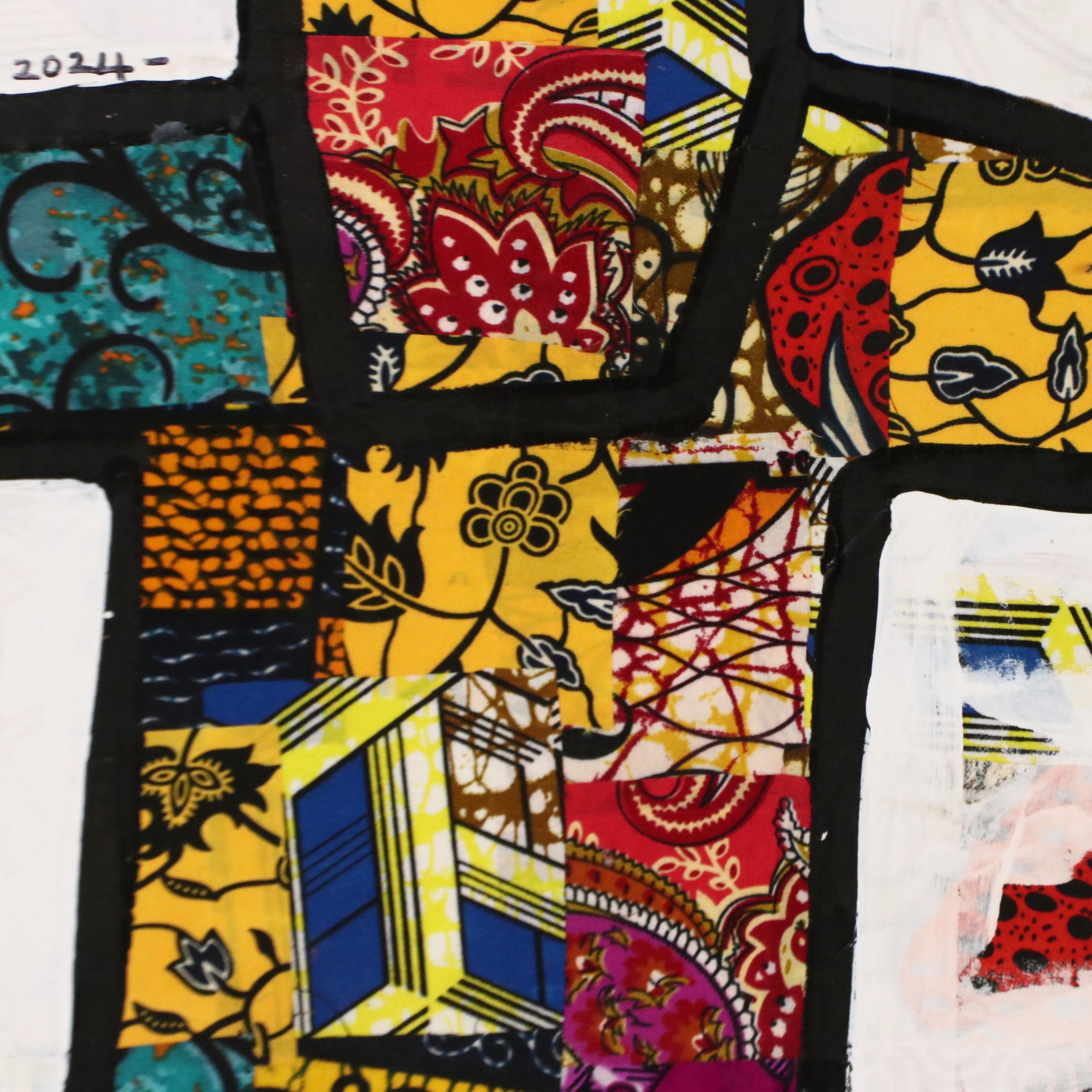 Abiola Idowu Figural Mixed Media Painting "Bride (I Love You)," 2024