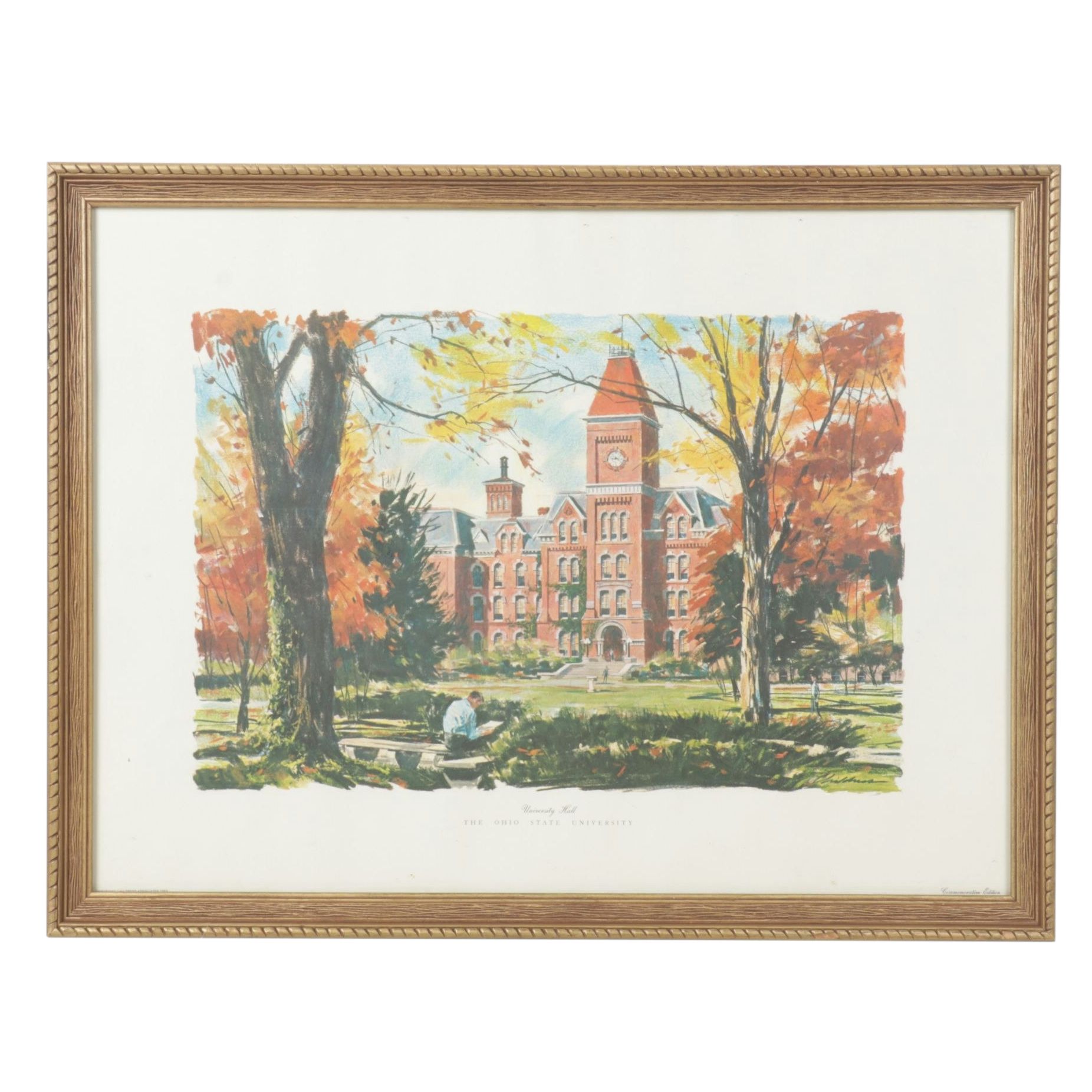 Offset Lithograph After R. Childress "University Hall - Ohio State University"