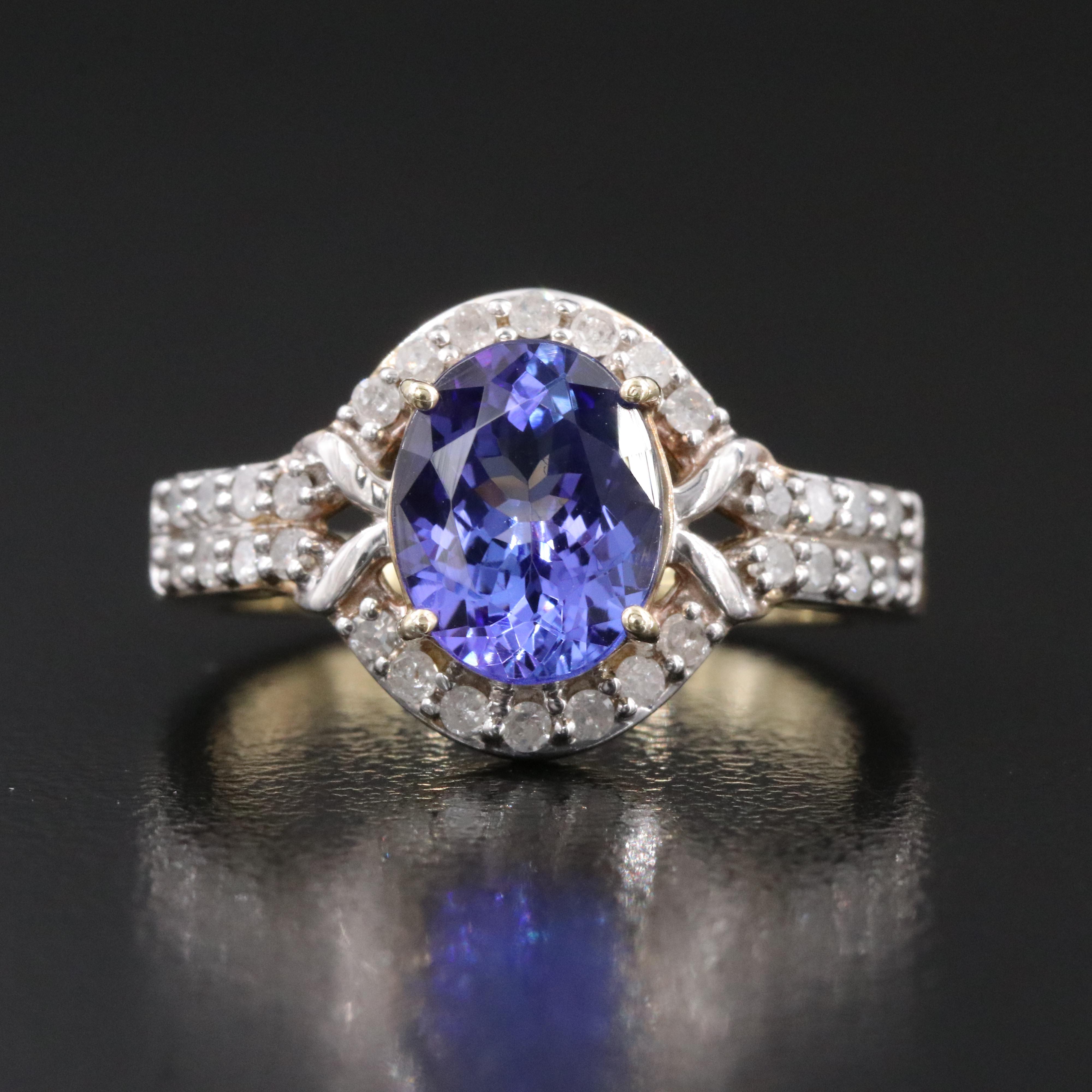 Sterling Tanzanite and Diamond Ring