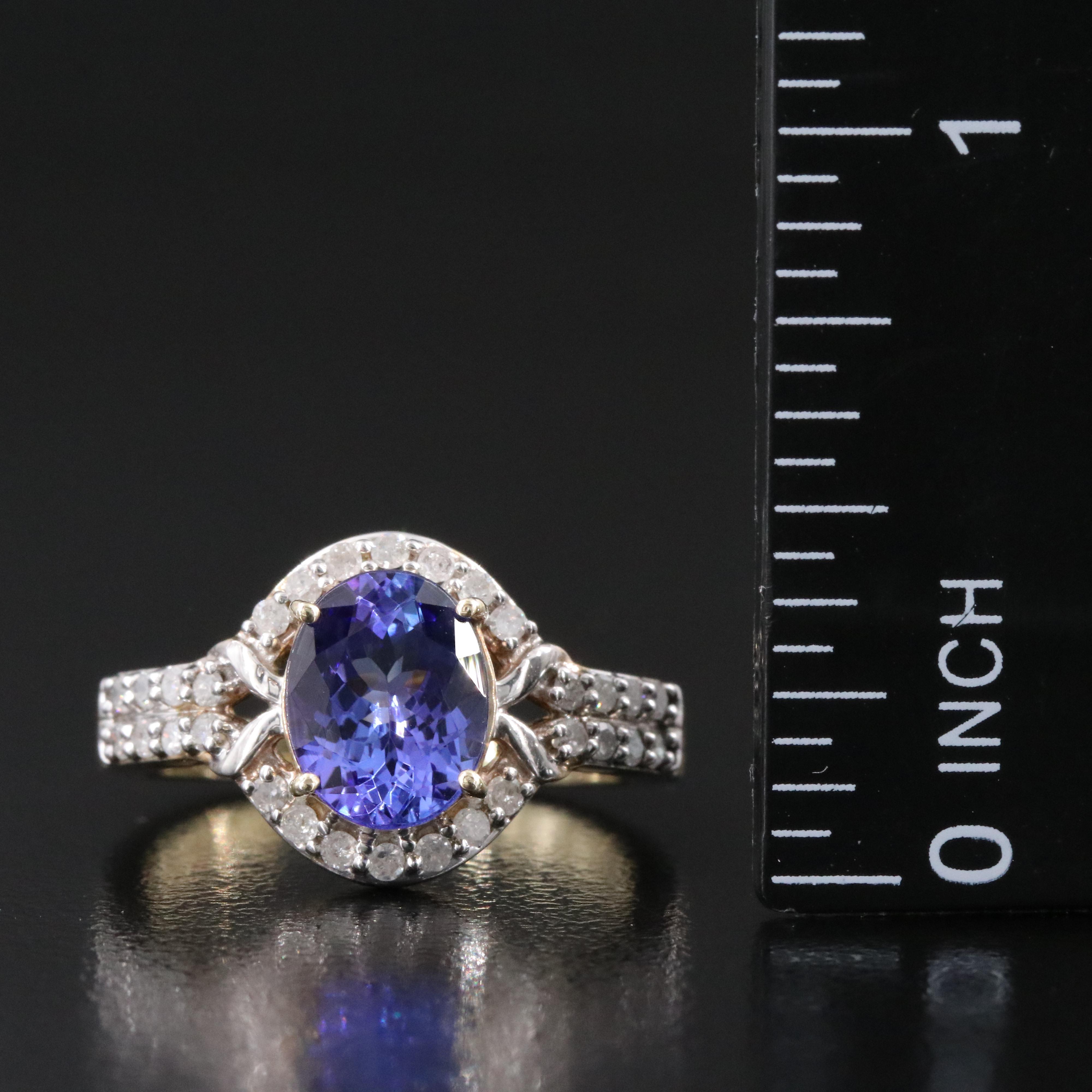 Sterling Tanzanite and Diamond Ring