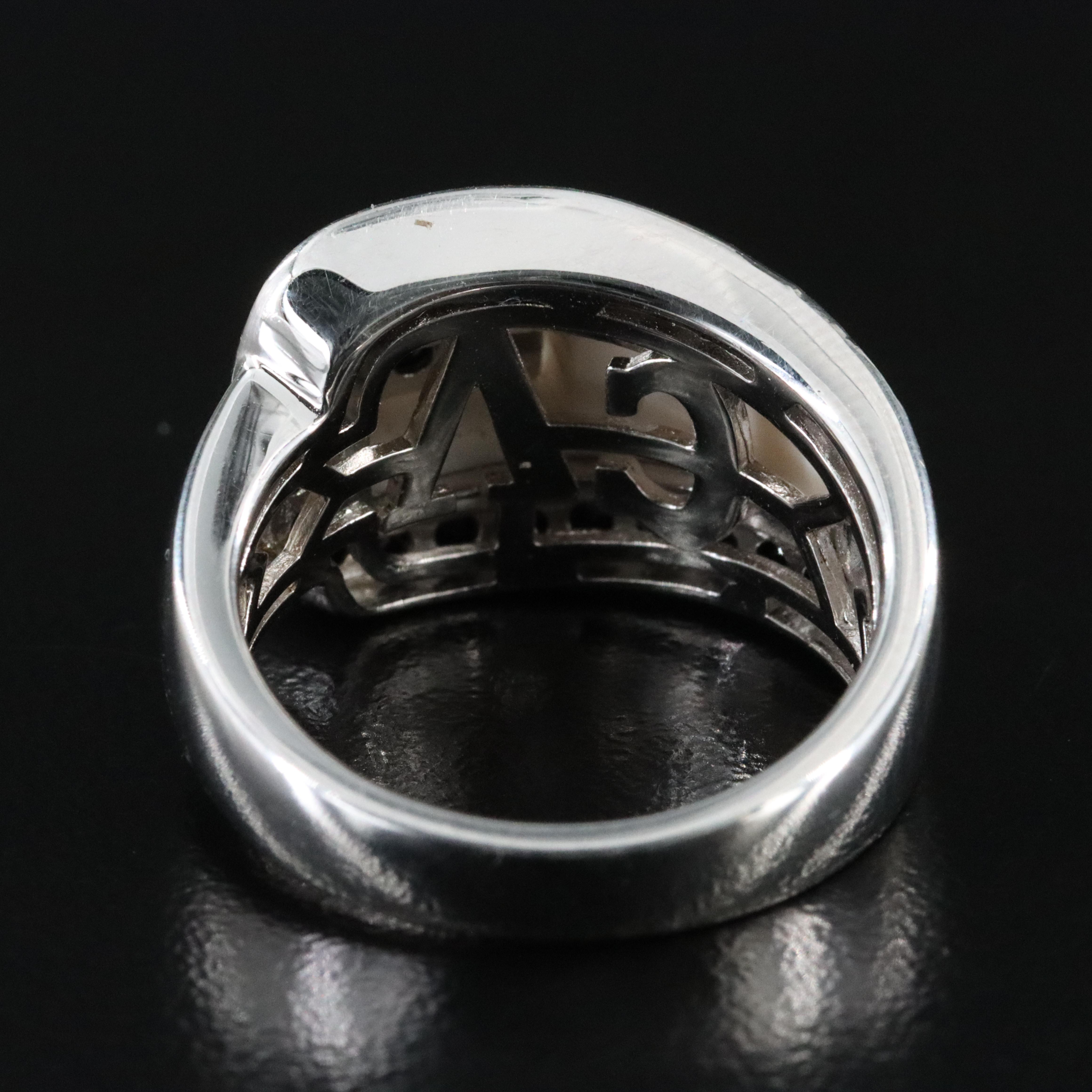 Carlo Viani Sterling Onyx and Black Spinel Ring