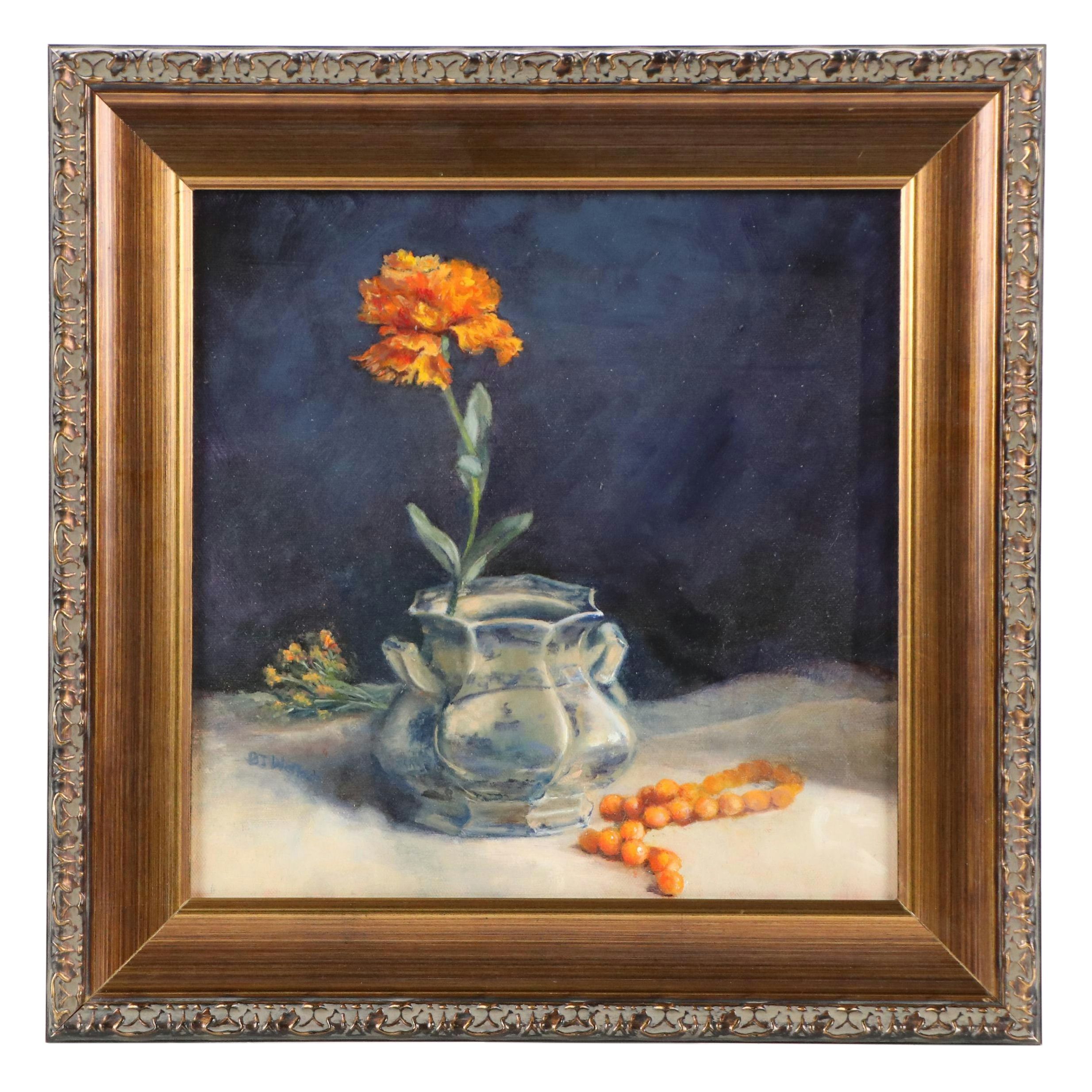 BJ Wettach Floral Still Life Oil Painting, Late 20th/Early 21st Century