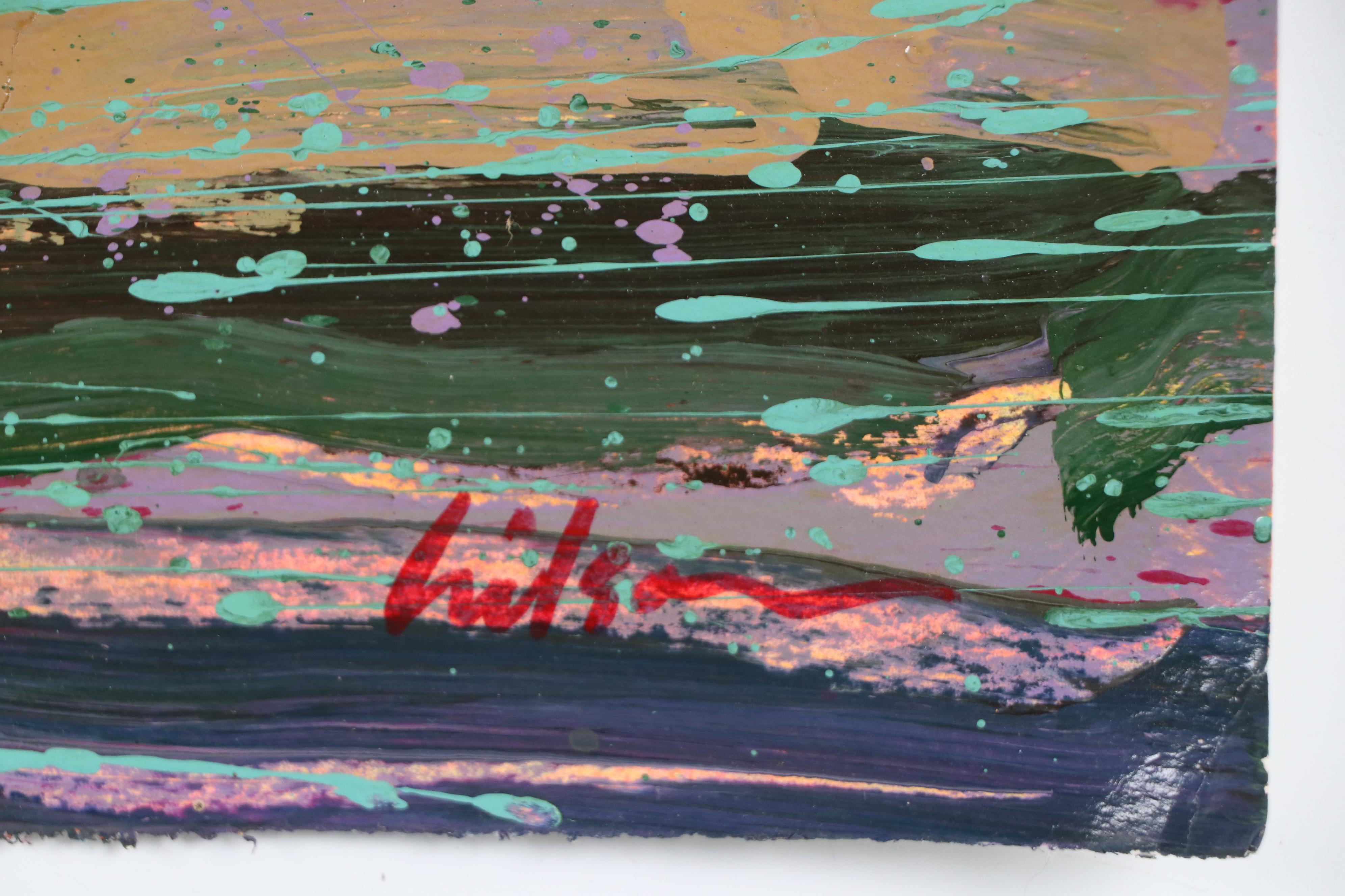 Harry Hilson Expressionist Landscape Acrylic Painting, Late 20th Century