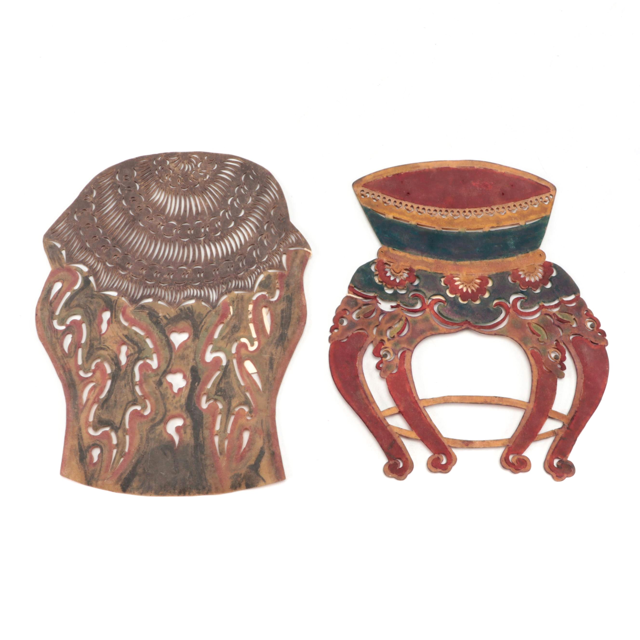 Chinese Stool Vellum Shadow Puppet Props, Circa 1870