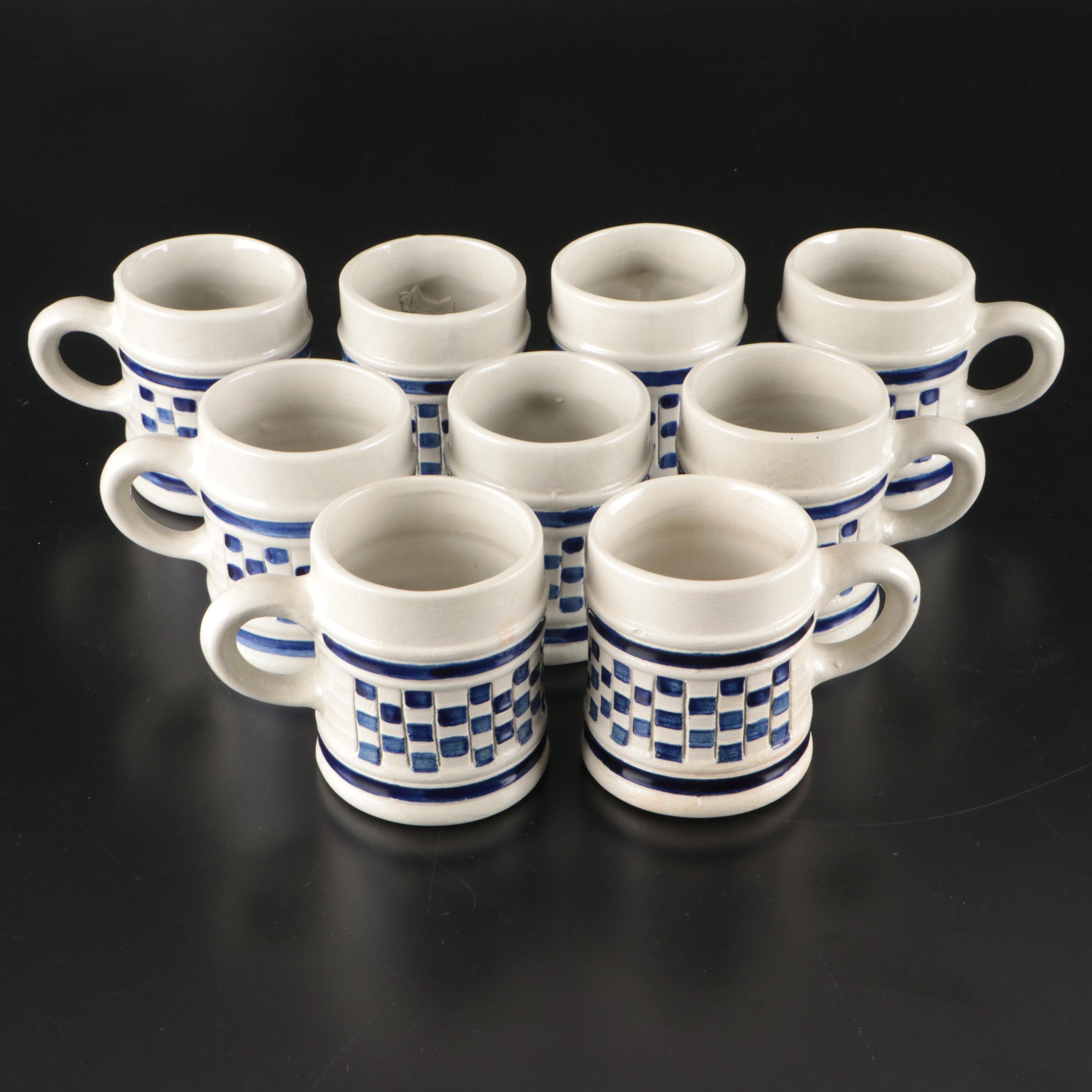 Williamsburg Blue Checkered Ceramic Mugs