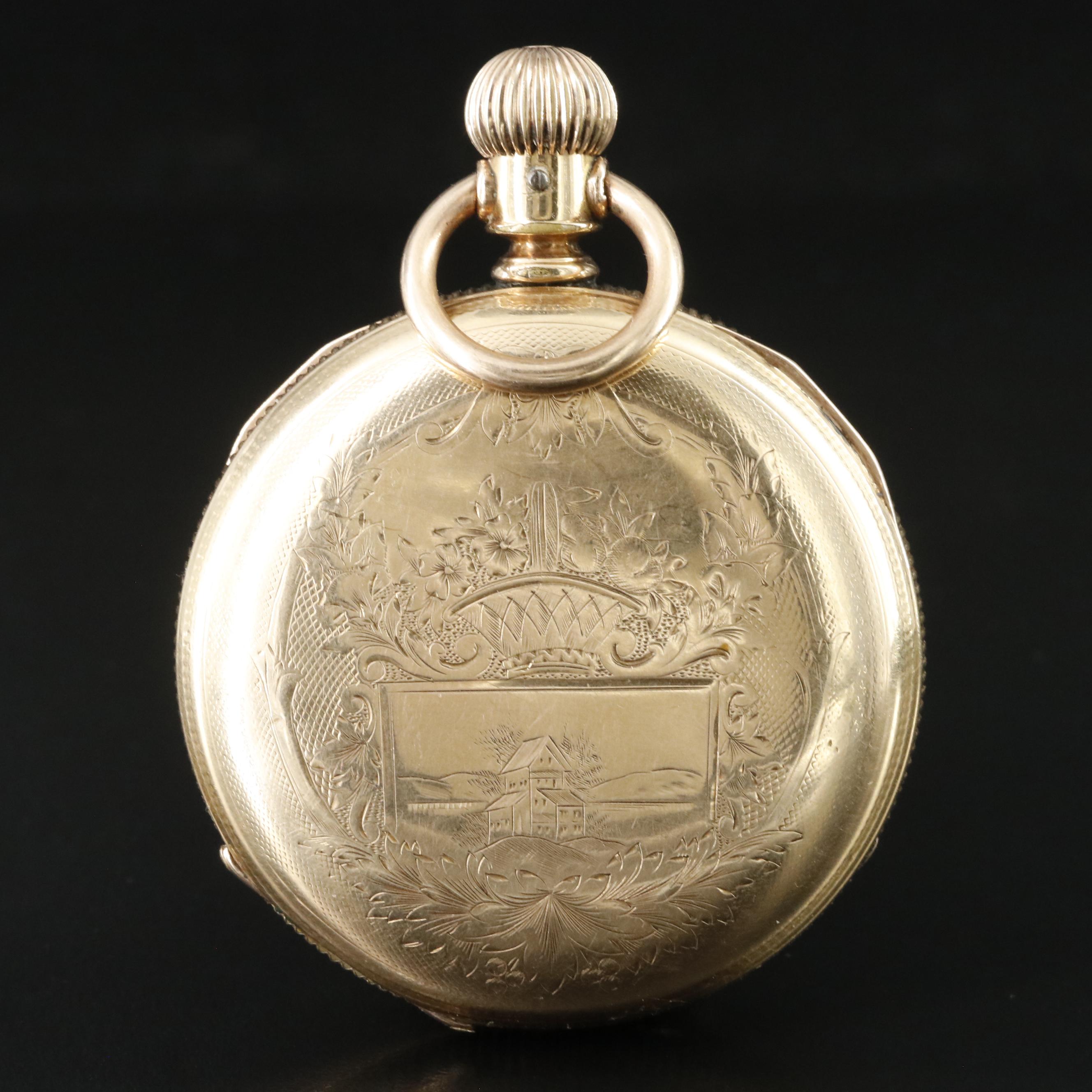 Illinois Watch Co. Gold Filled Stem Wind Pocket Watch