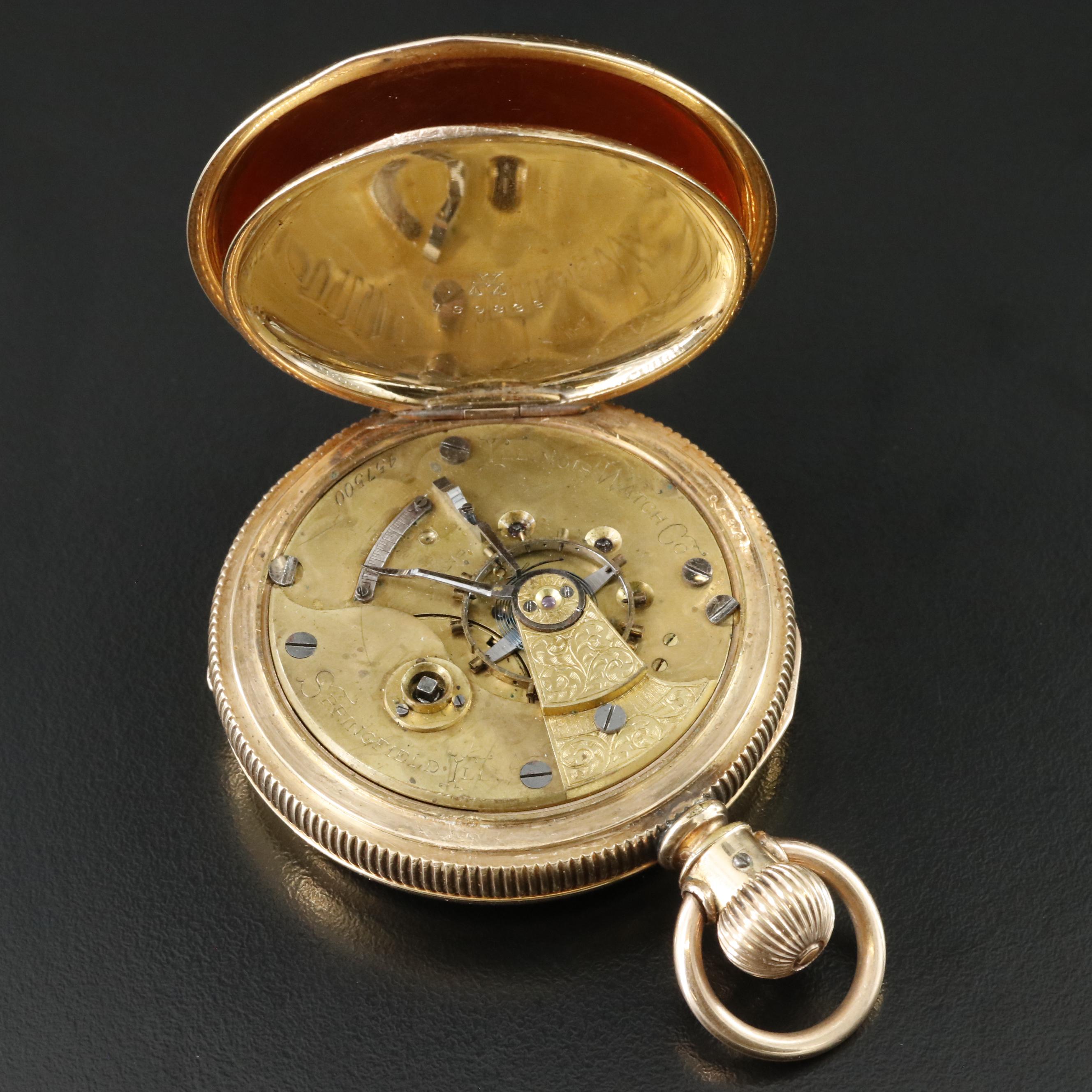 Illinois Watch Co. Gold Filled Stem Wind Pocket Watch