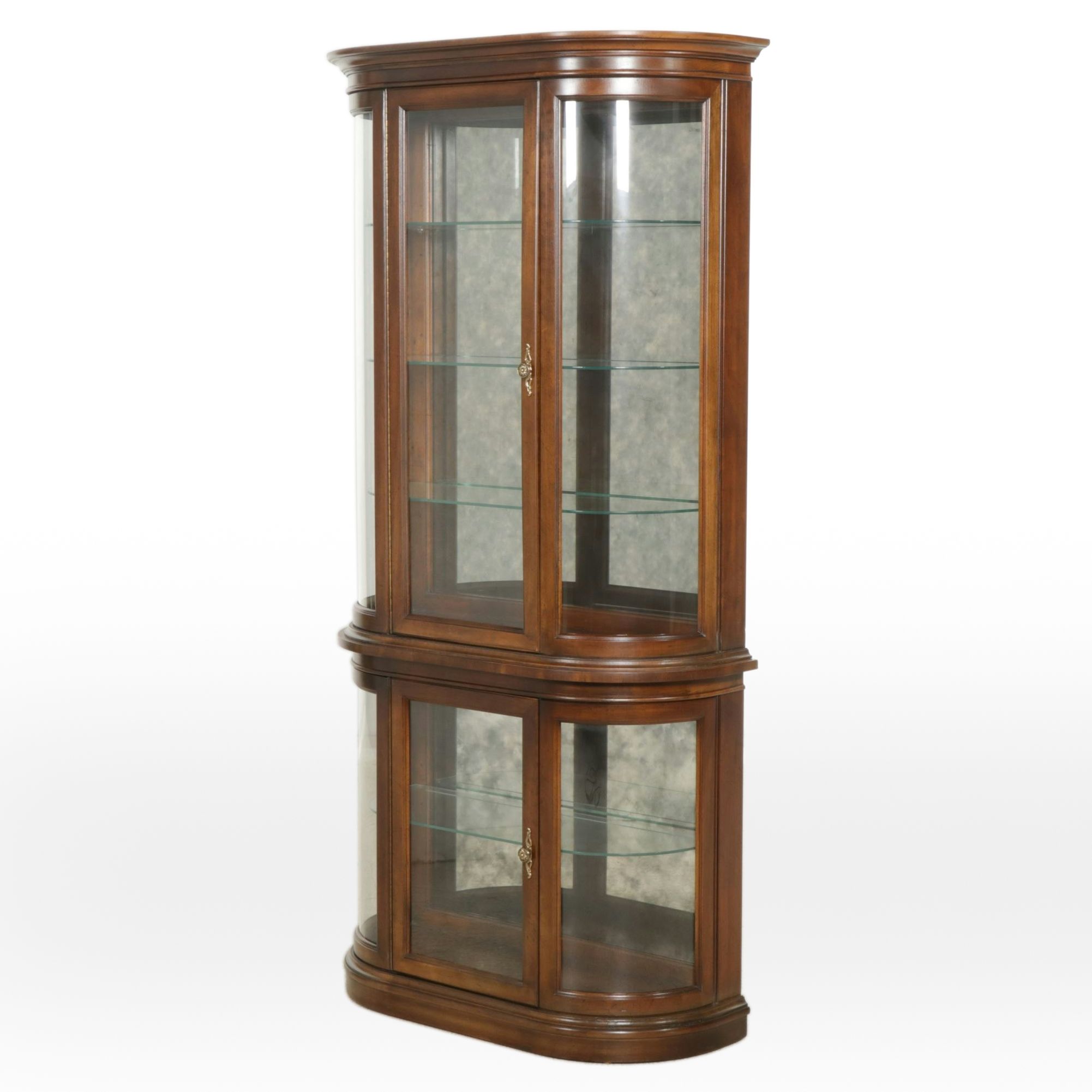 Walnut Illuminated Curio Cabinet