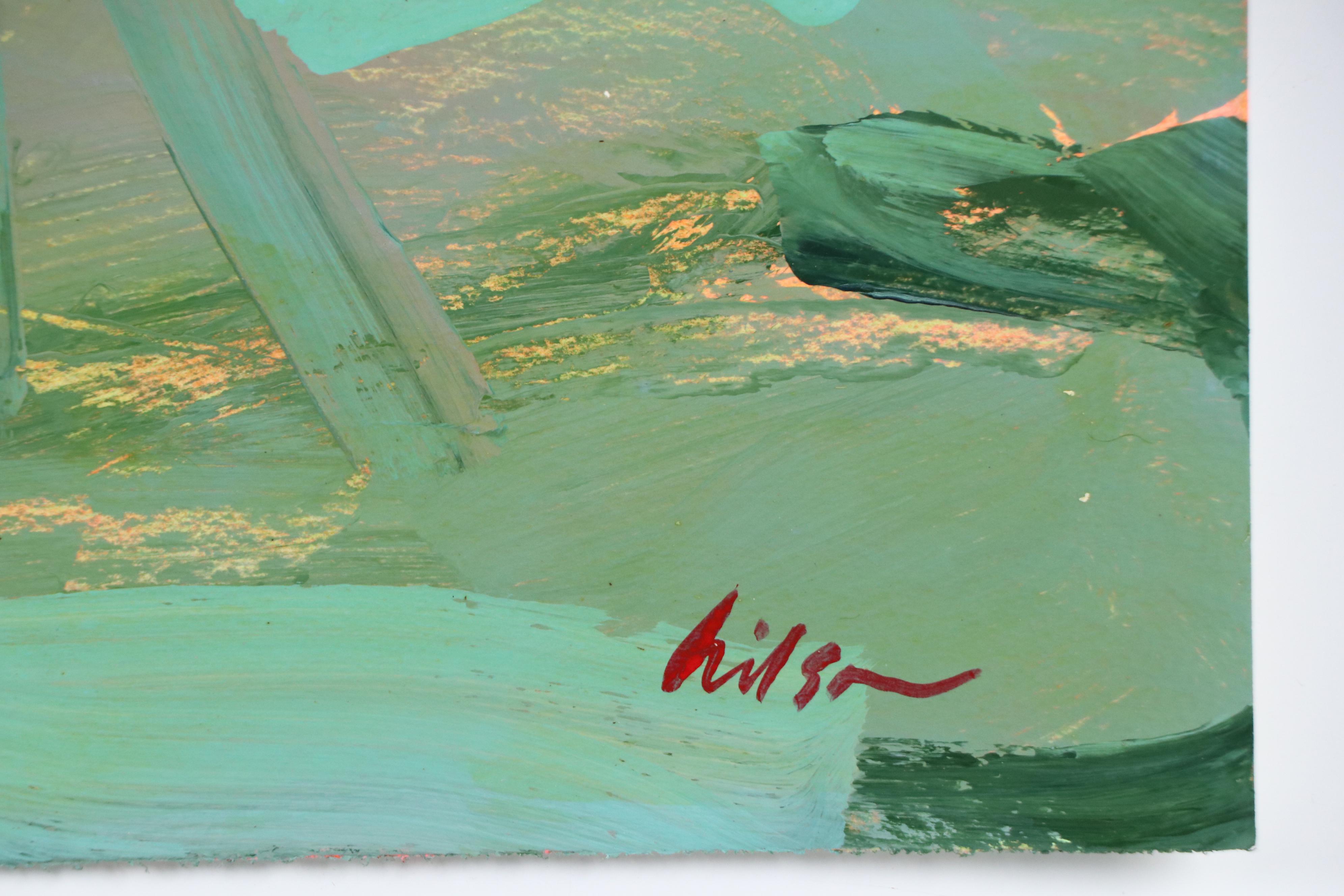 Harry Hilson Expressionist Landscape Acrylic Painting, Late 20th Century