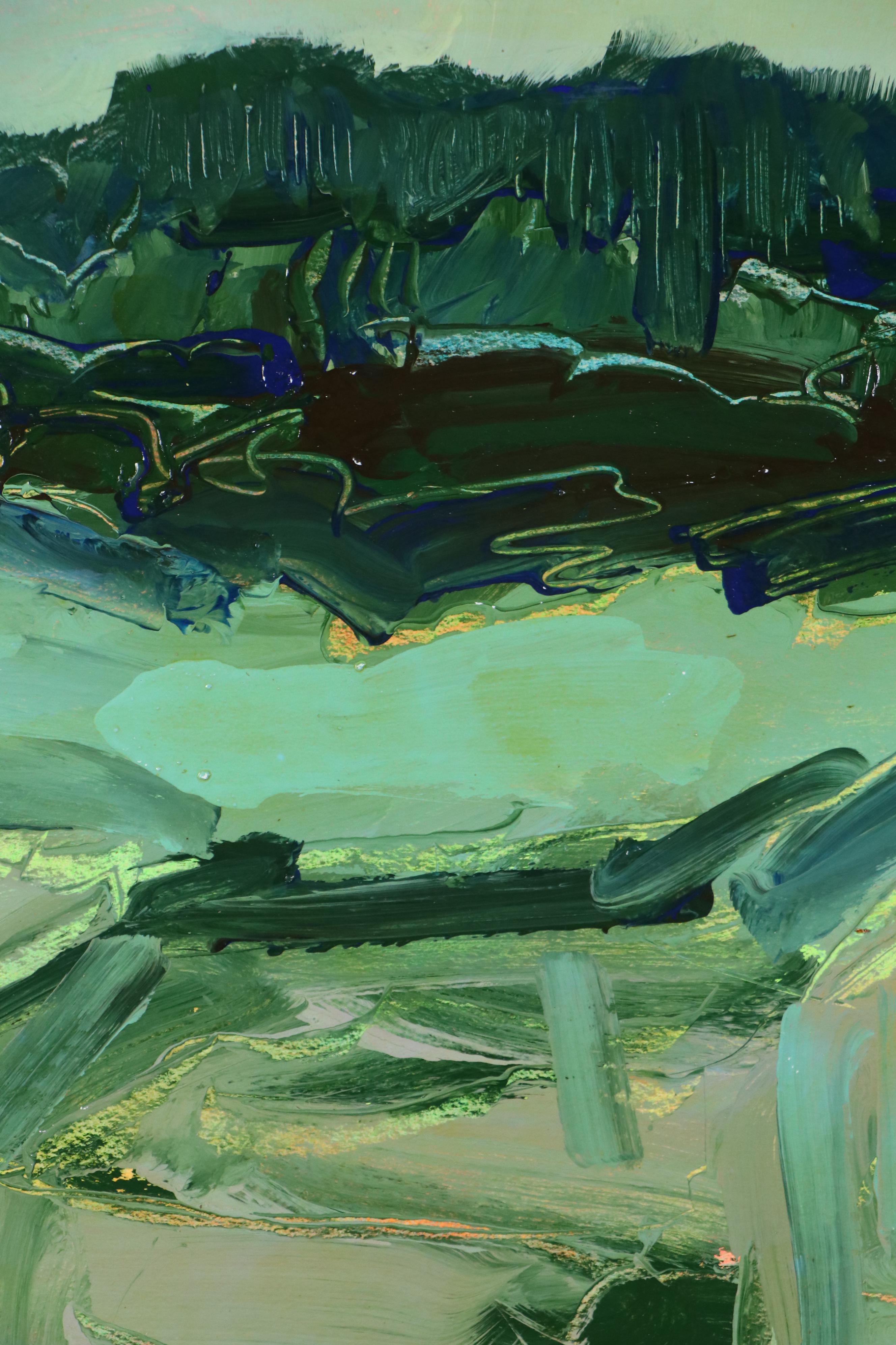 Harry Hilson Expressionist Landscape Acrylic Painting, Late 20th Century