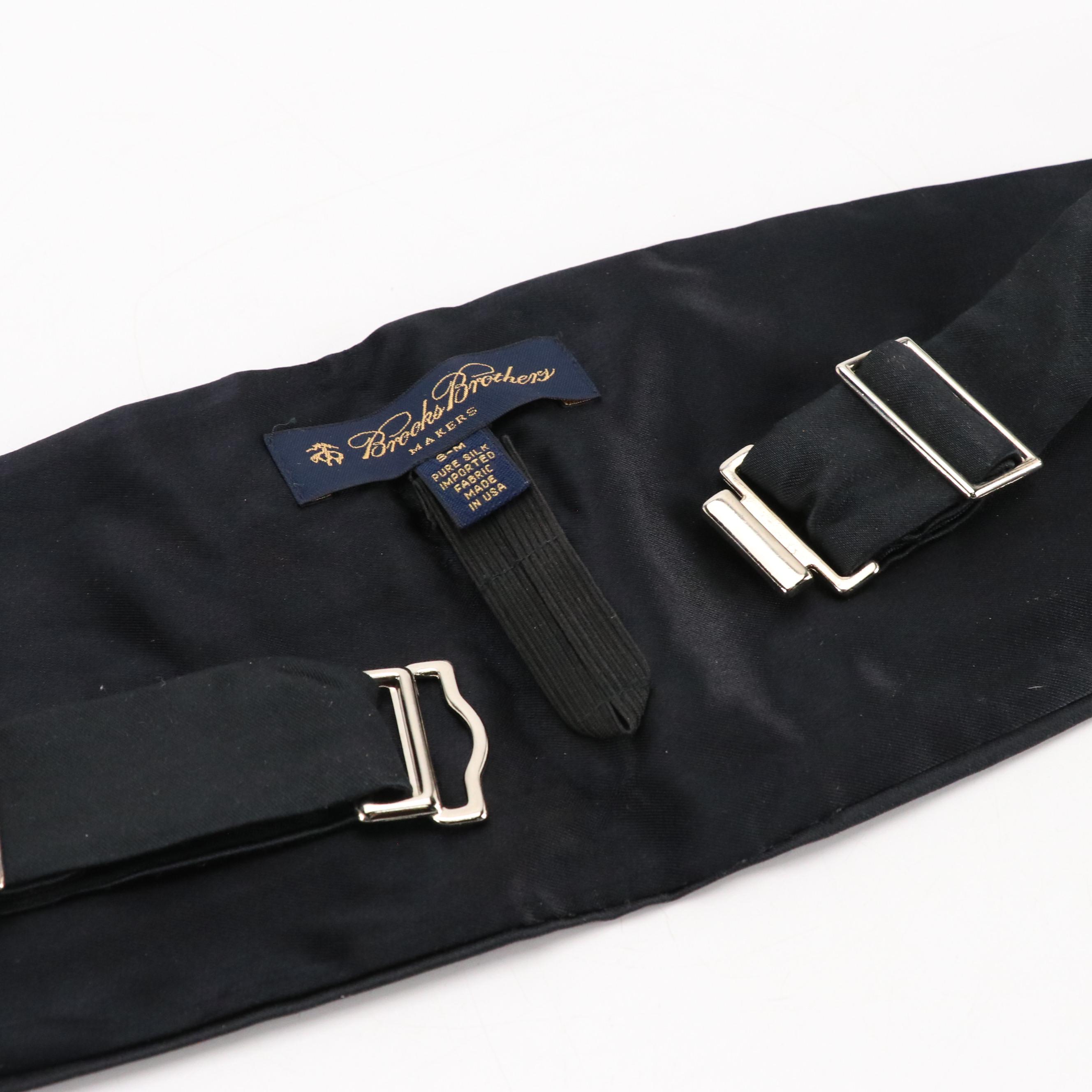 Men's Brooks Brothers Black Silk Cummerbund and Bowtie w/ Other Clip-On Bowties