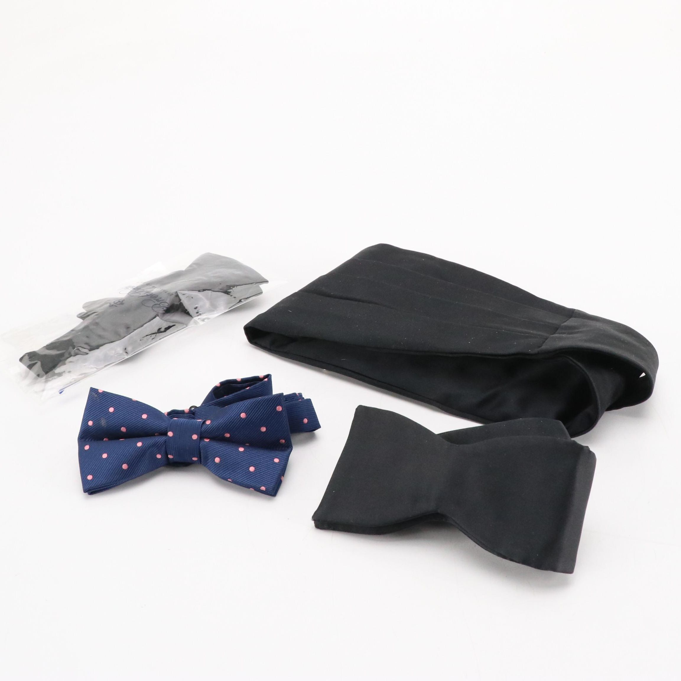 Men's Brooks Brothers Black Silk Cummerbund and Bowtie w/ Other Clip-On Bowties