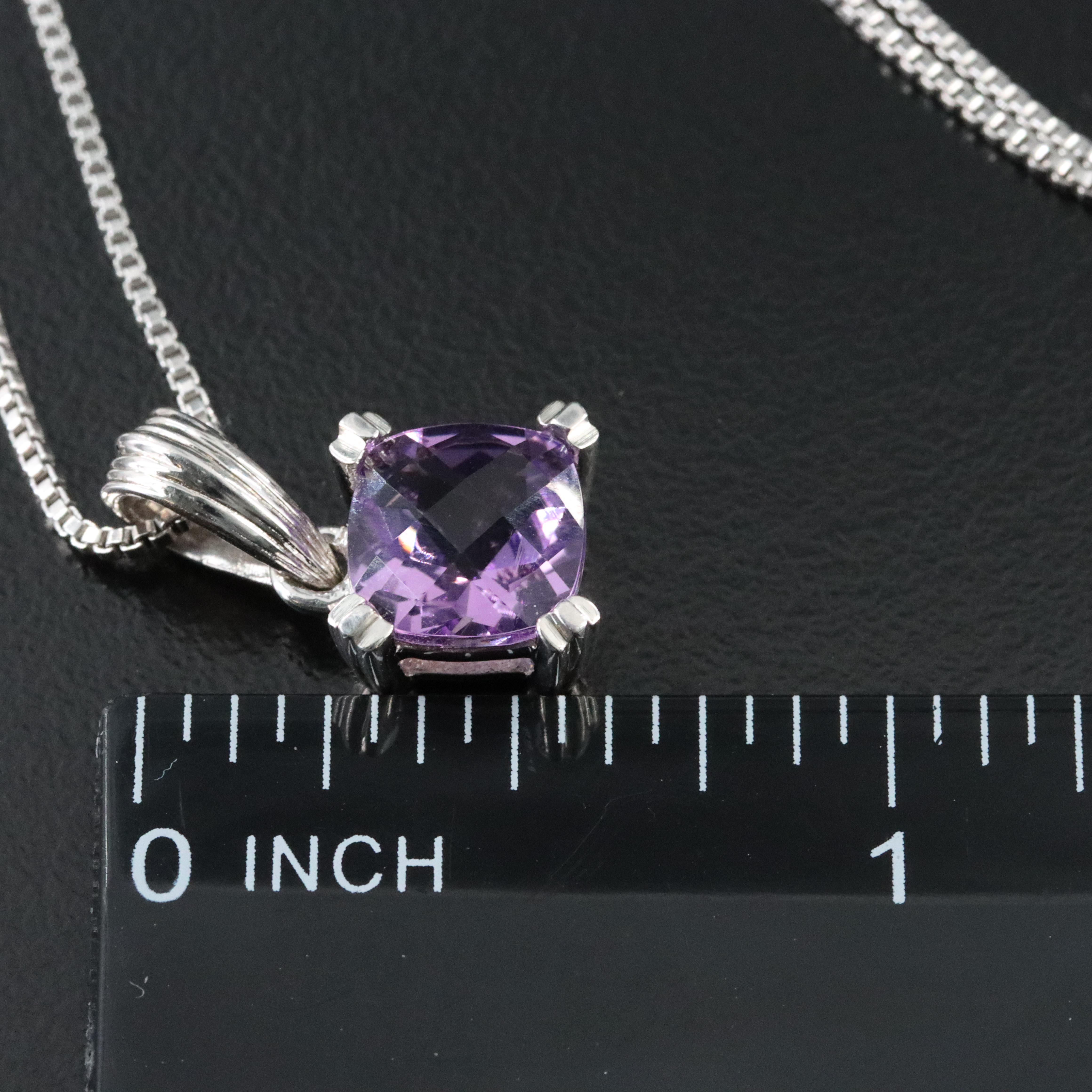Sterling Amethyst Pendant Necklace