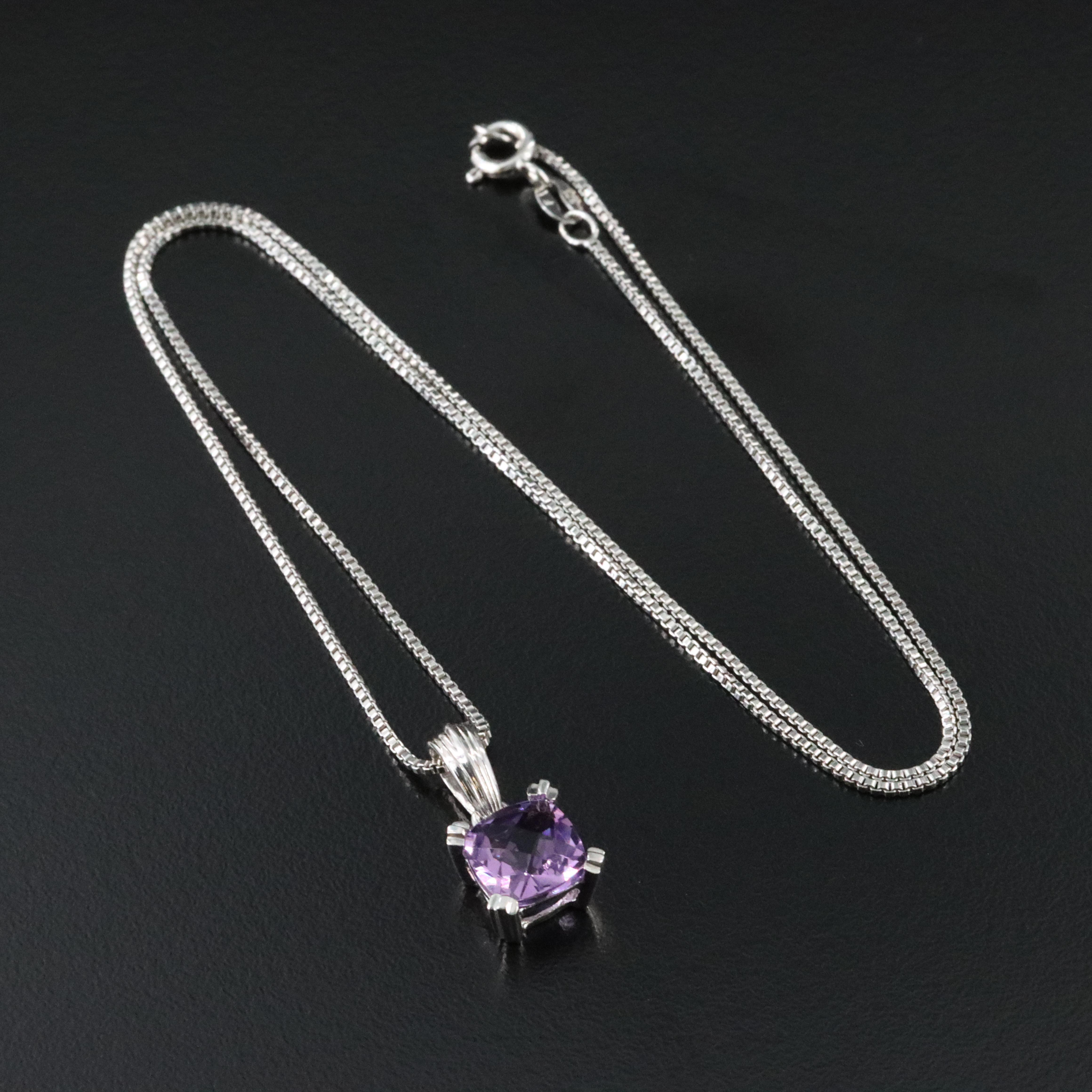 Sterling Amethyst Pendant Necklace