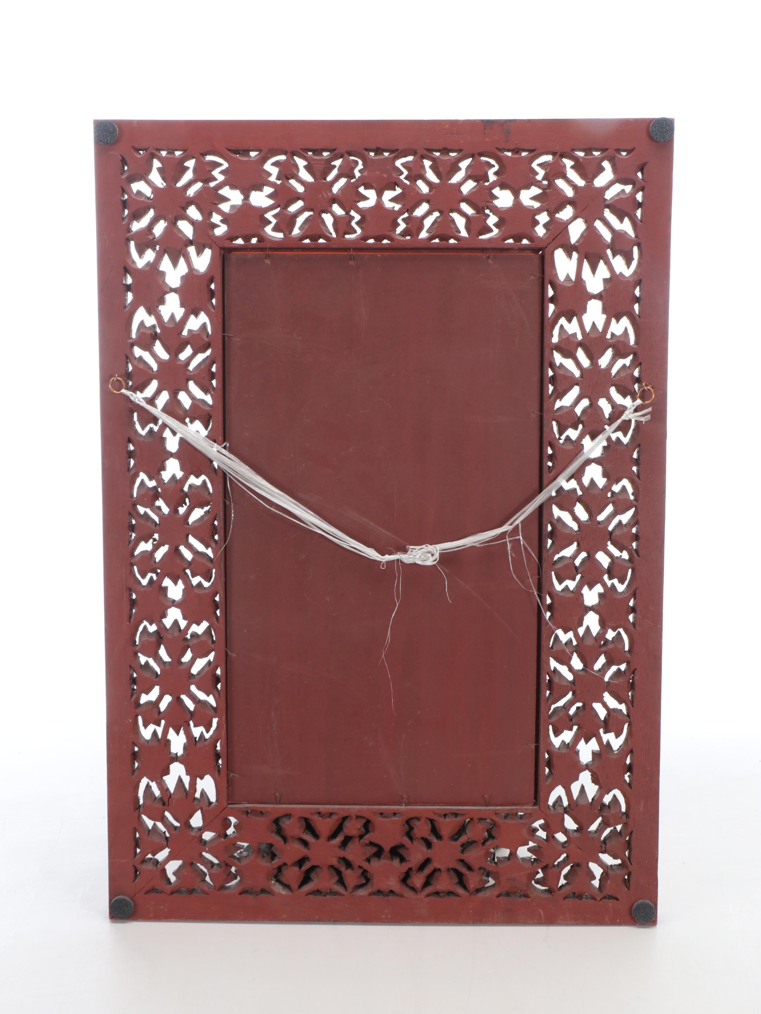 Indian Style Embellished and Carved Giltwood Wall Mirror