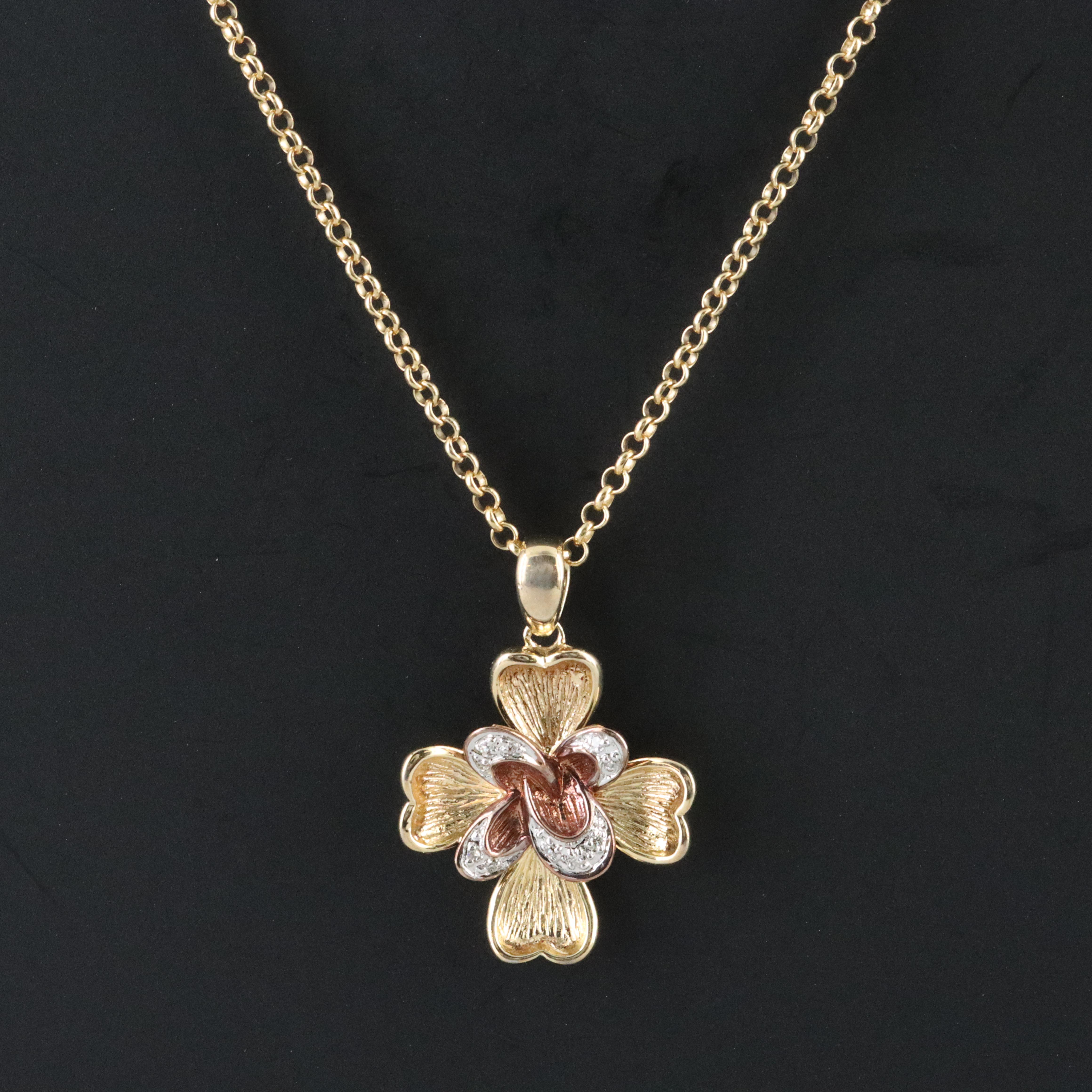 Carlo Viani Sterling Diamond Cross Pendant Necklace