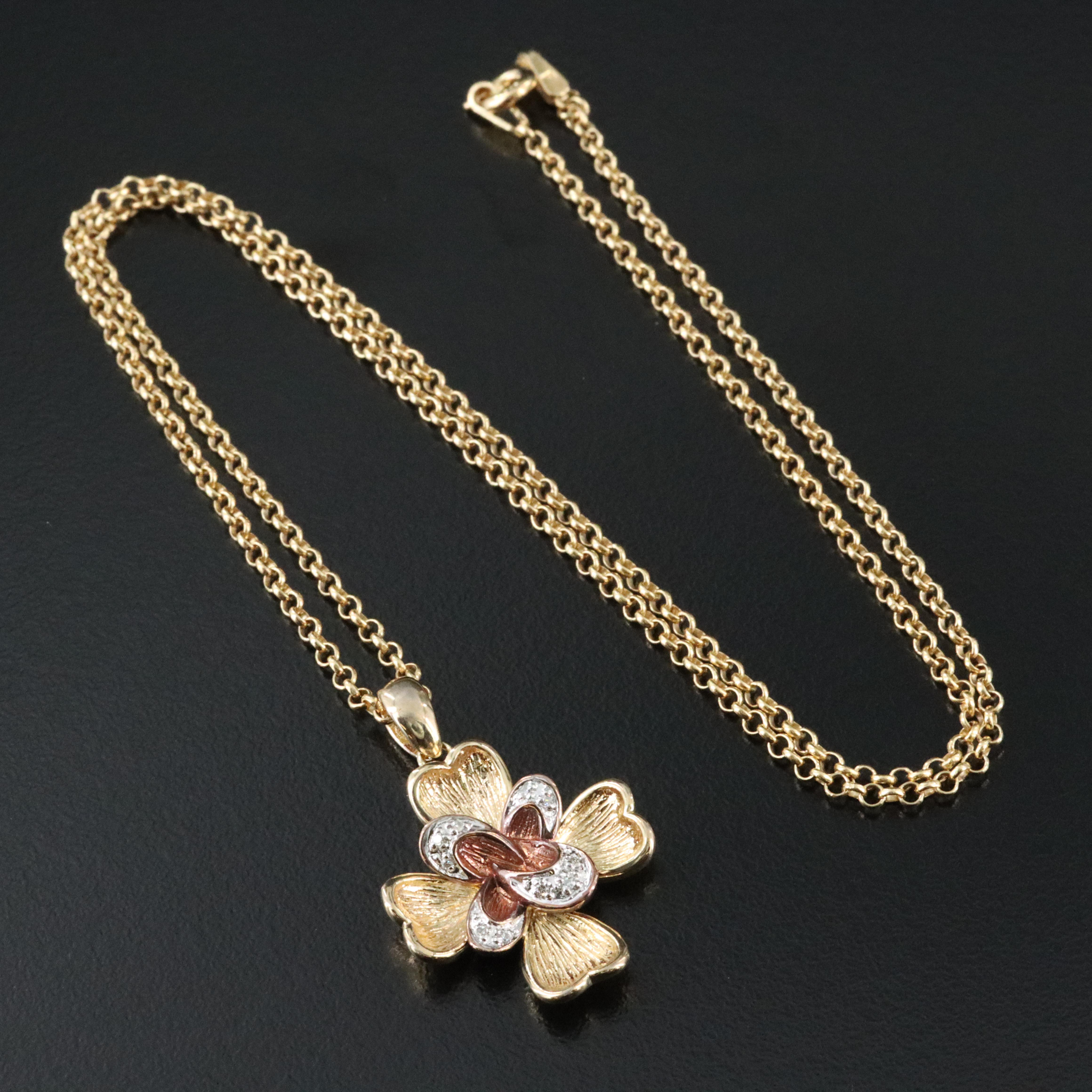 Carlo Viani Sterling Diamond Cross Pendant Necklace