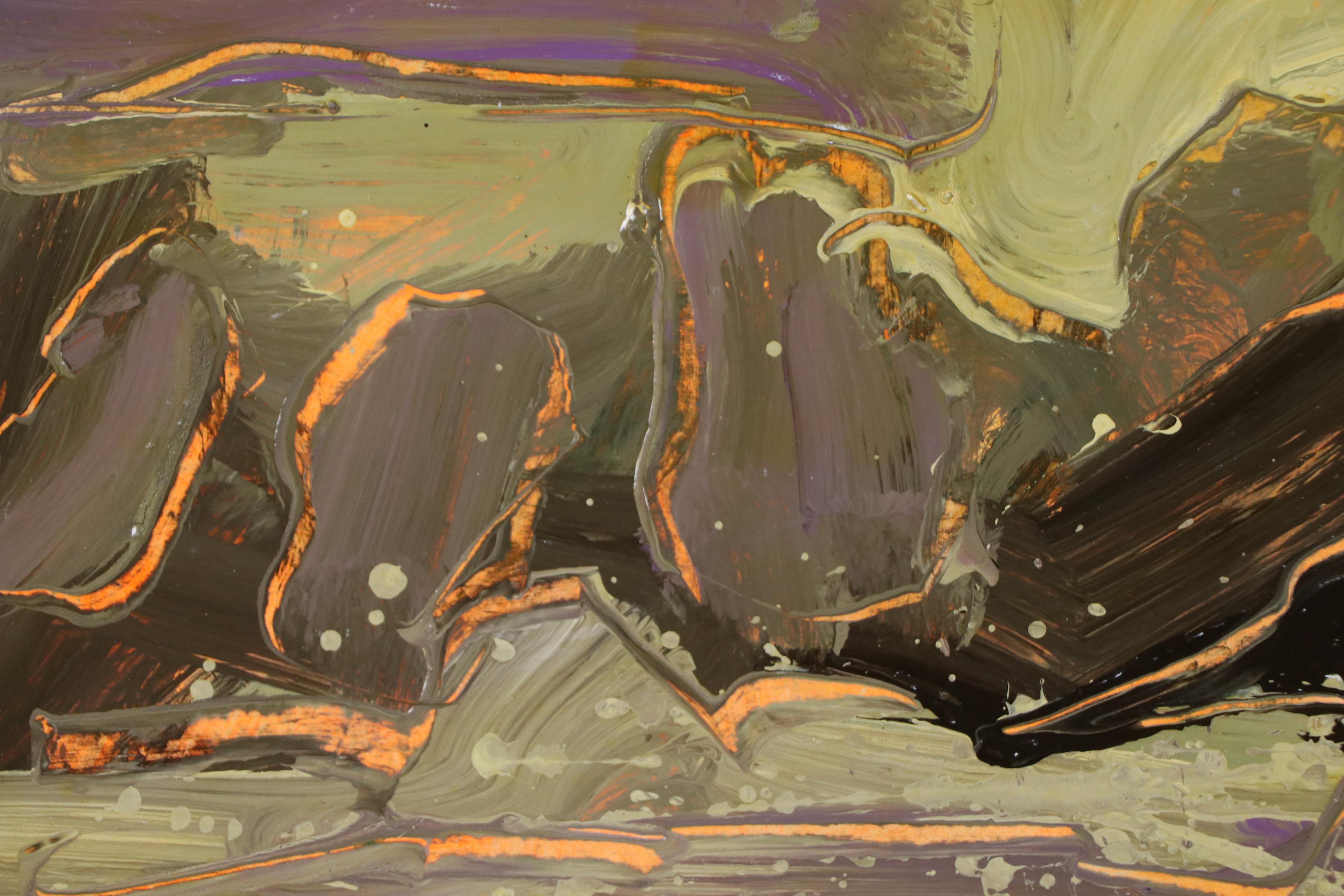 Harry Hilson Expressionist Landscape Acrylic Painting, Late 20th Century