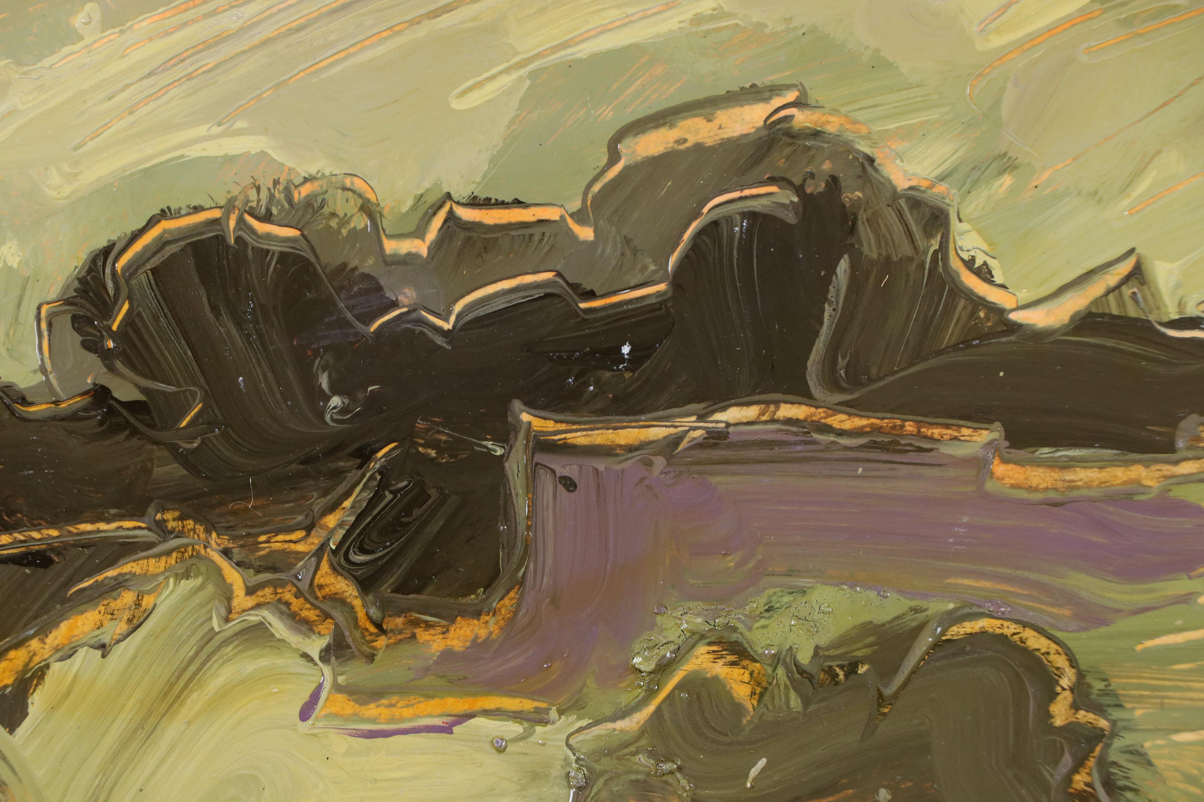 Harry Hilson Expressionist Landscape Acrylic Painting, Late 20th Century