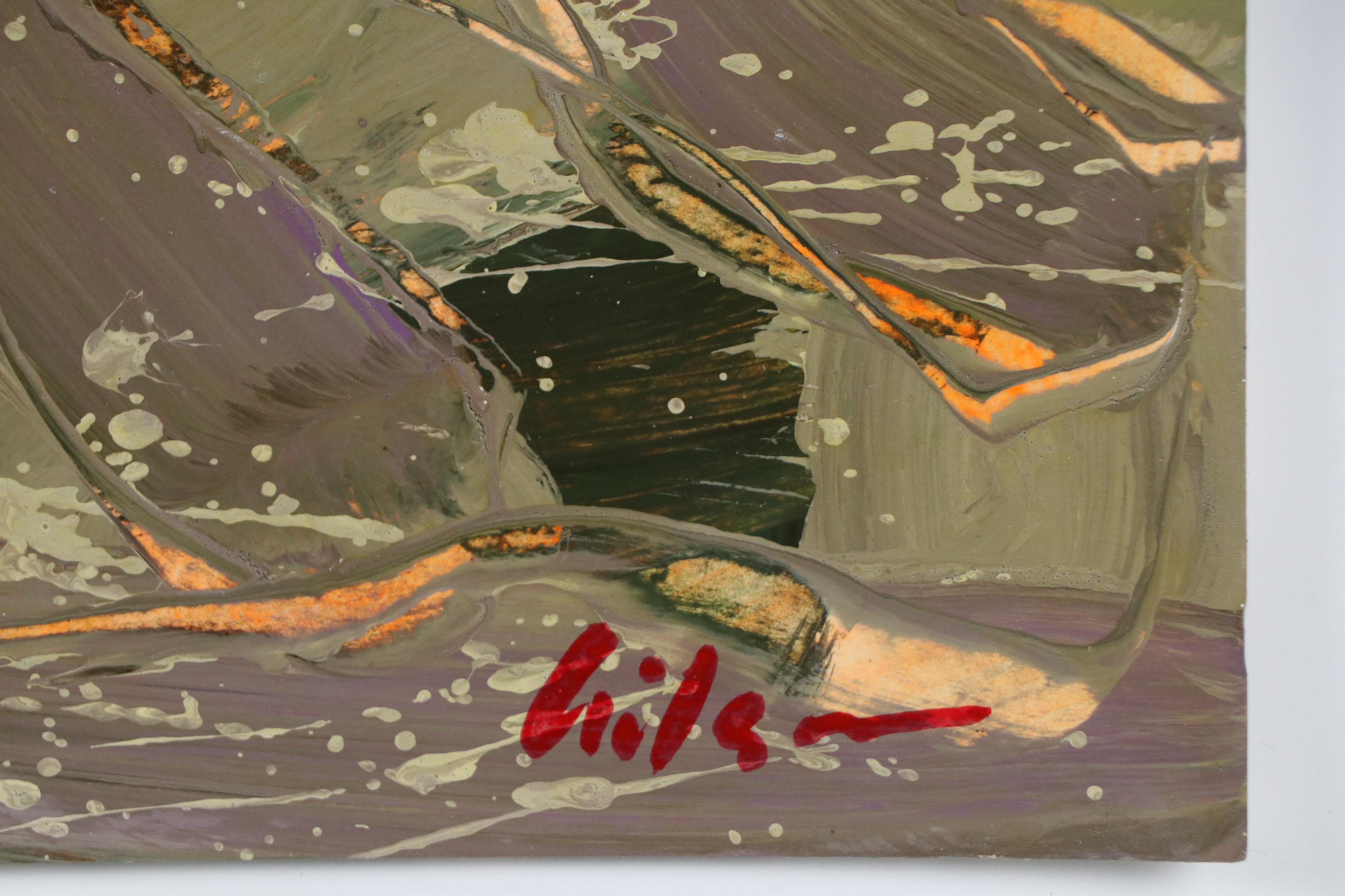 Harry Hilson Expressionist Landscape Acrylic Painting, Late 20th Century