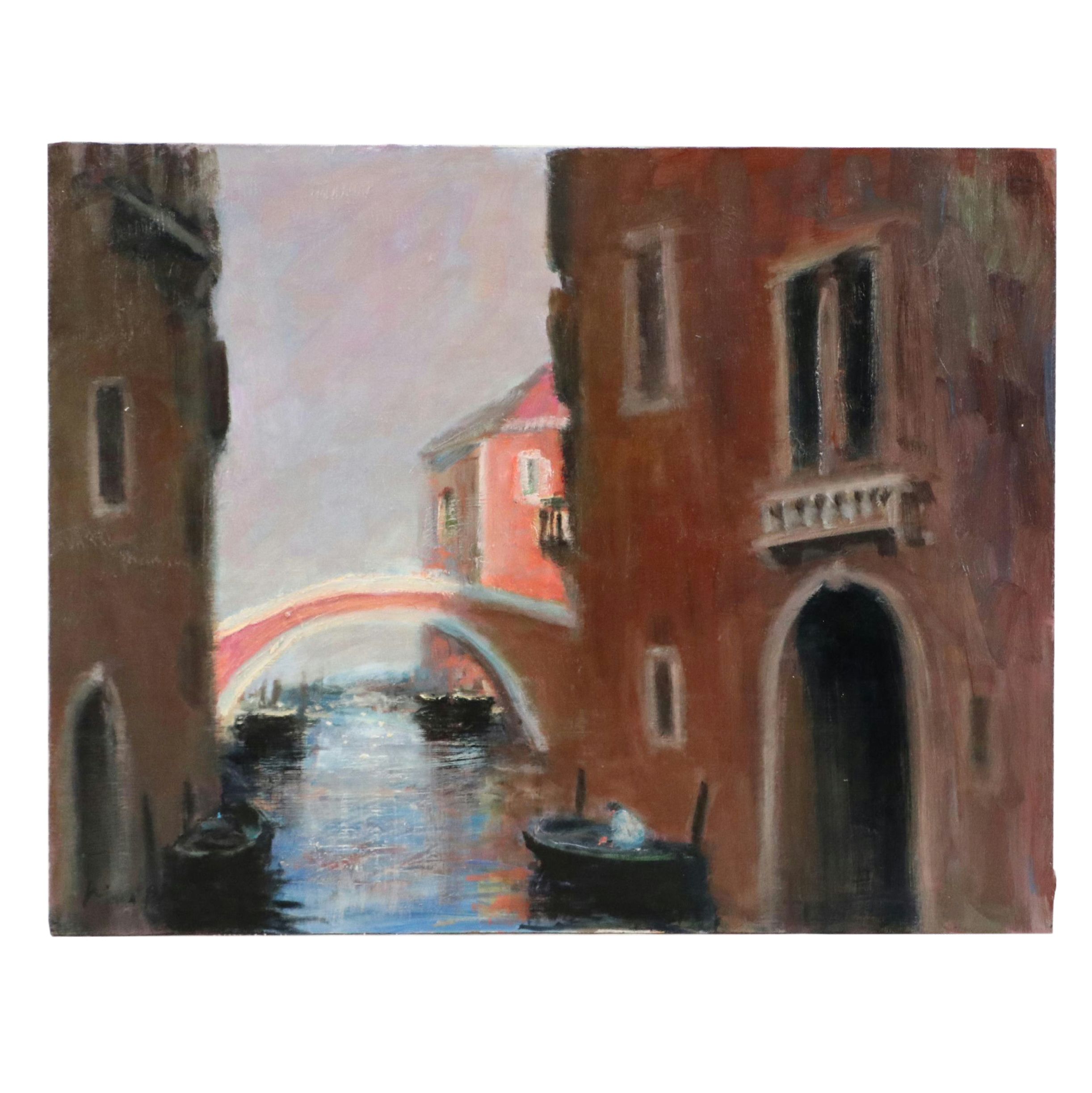 Nino Pippa Oil Painting "Venice - Side Canal," 2018