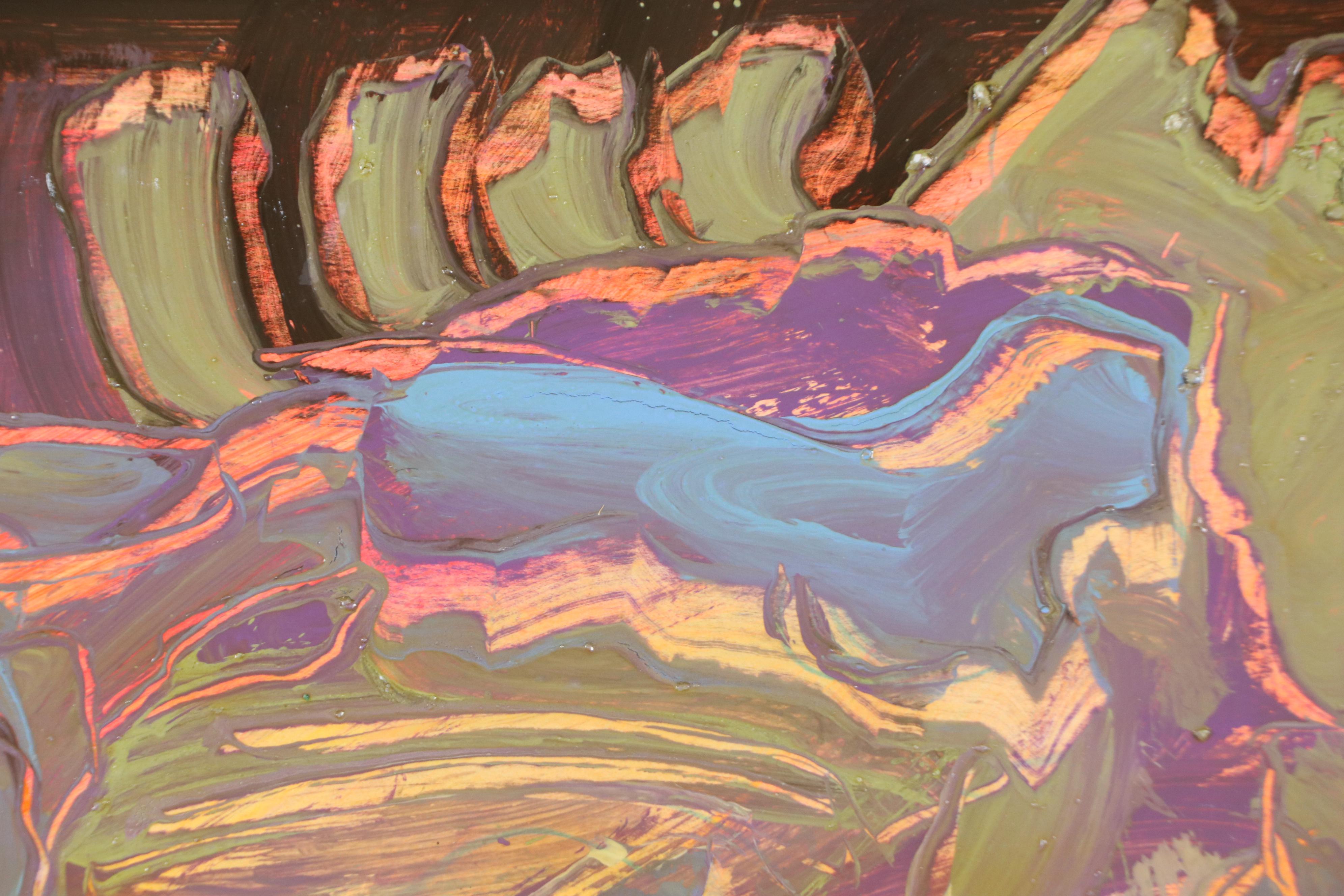 Harry Hilson Expressionist Acrylic Painting, Late 20th Century