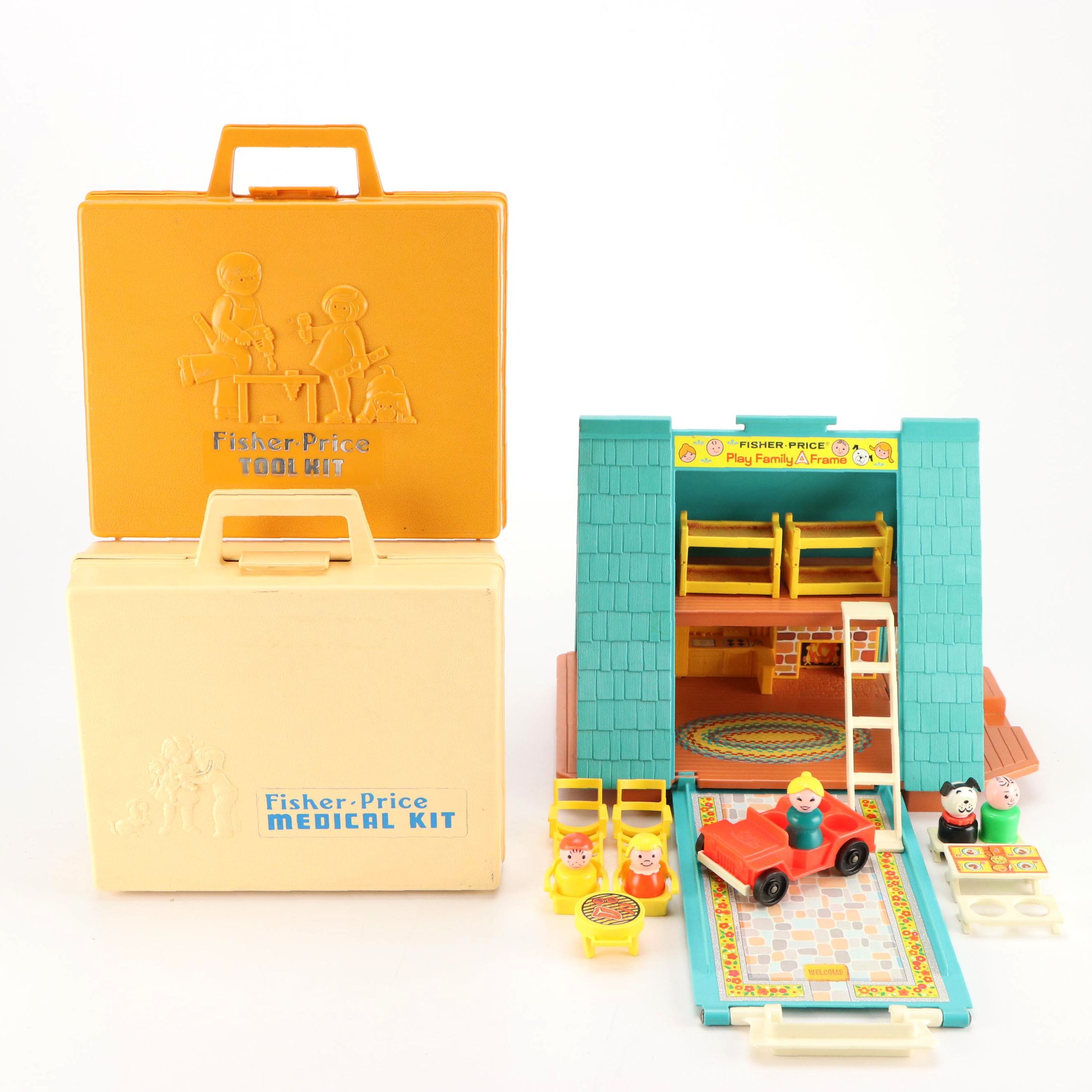 Fisher-Price "Play Family A Frame," Tool Kit, and Medical Kit, Late 20th C.