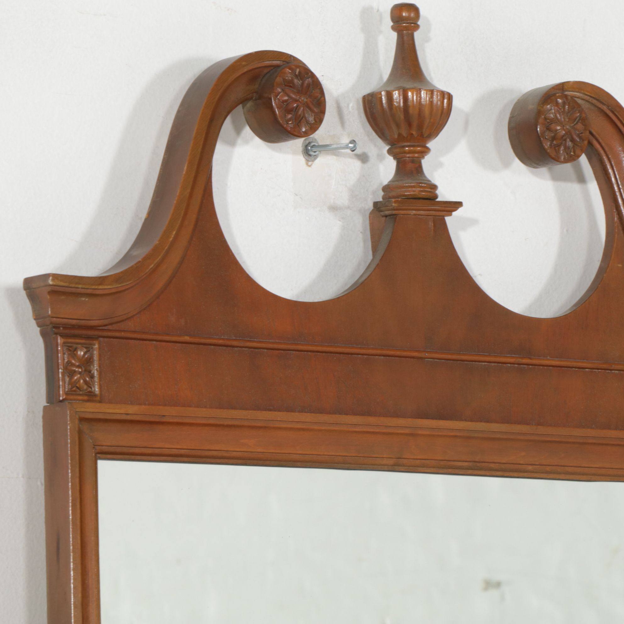 Hibriten Furniture Federal Style Mahogany Bow Front Dresser and Wall Mirror