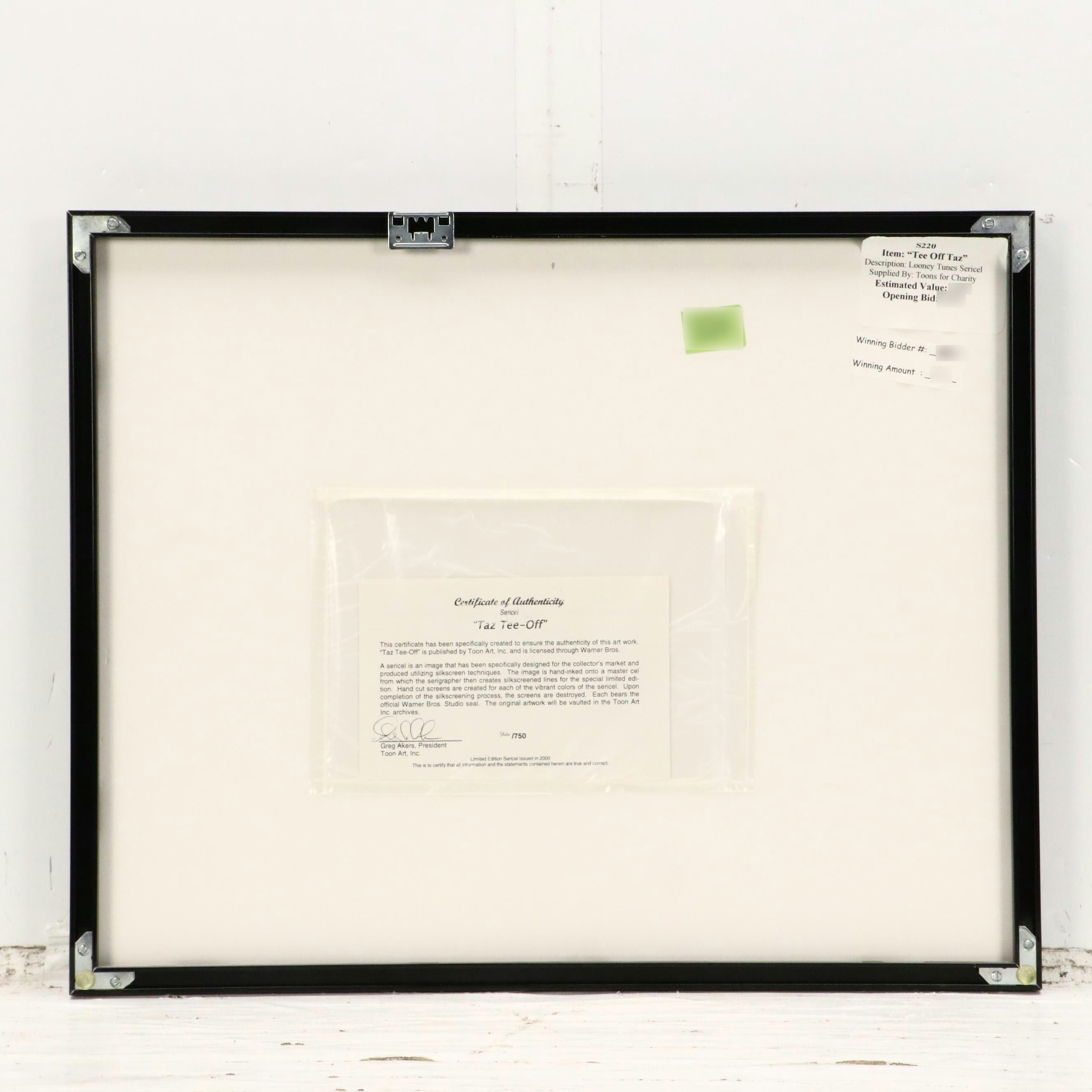 Warner Bros. Looney Tunes Sericel "Taz Tee-Off," 2000