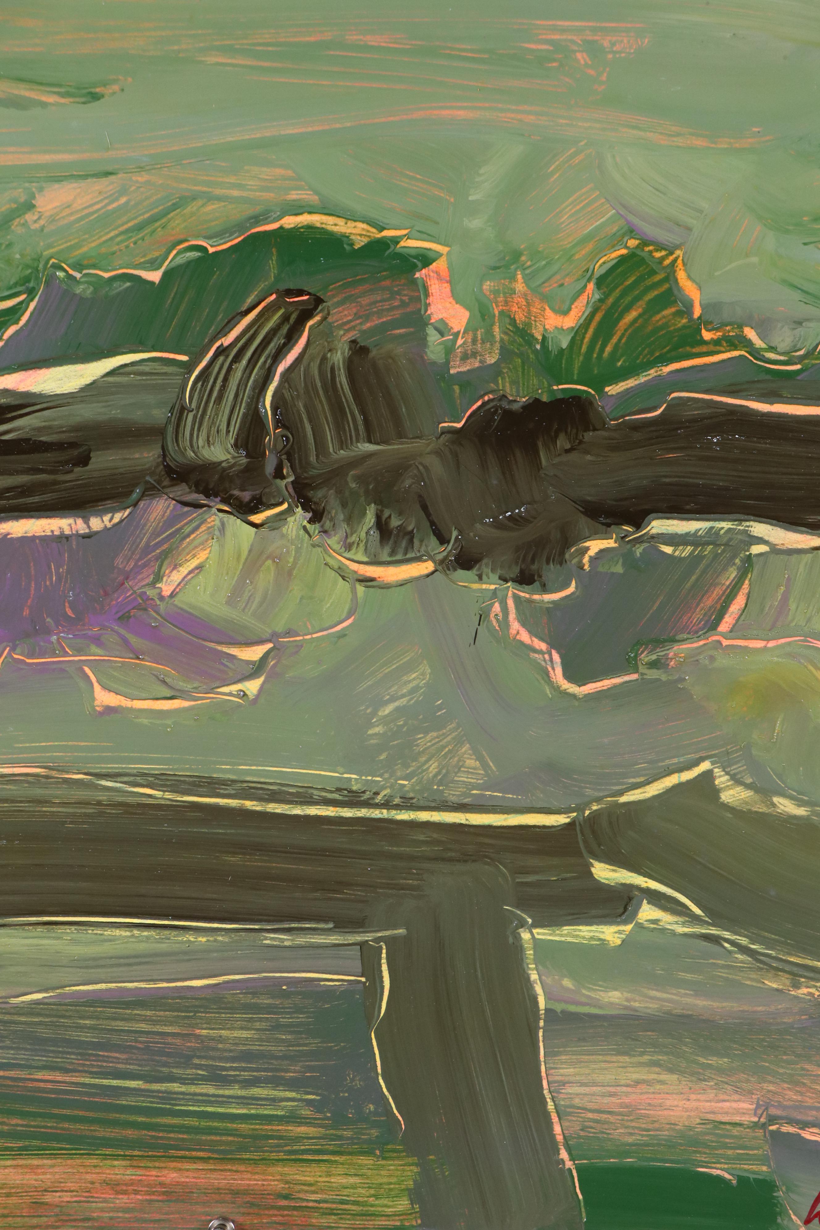 Harry Hilson Expressionist Landscape Acrylic Painting, Late 20th Century