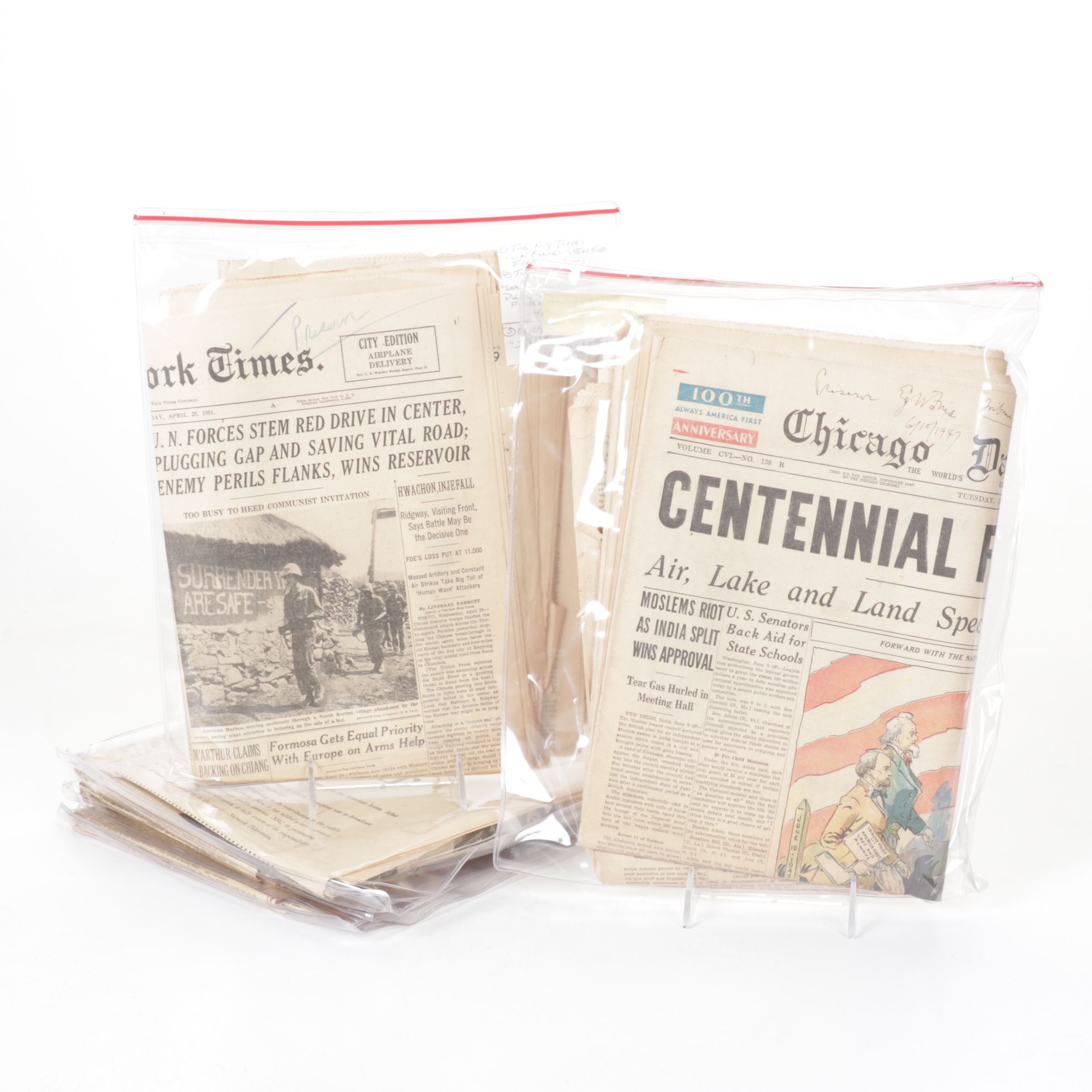 "Chicago Daily Tribune" Post WWII, Korean War & Other Newspaper Collections