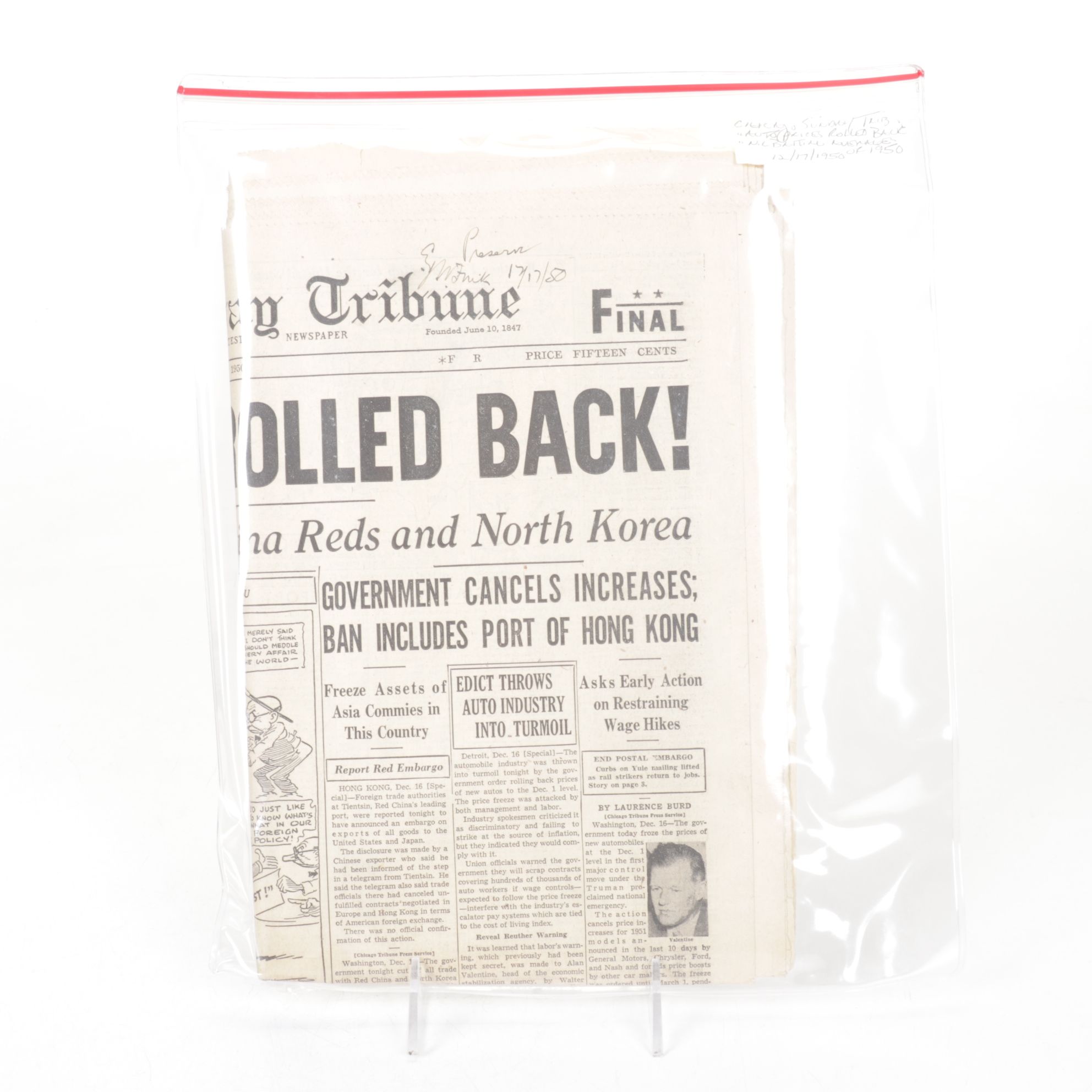 "Chicago Daily Tribune" Post WWII, Korean War & Other Newspaper Collections