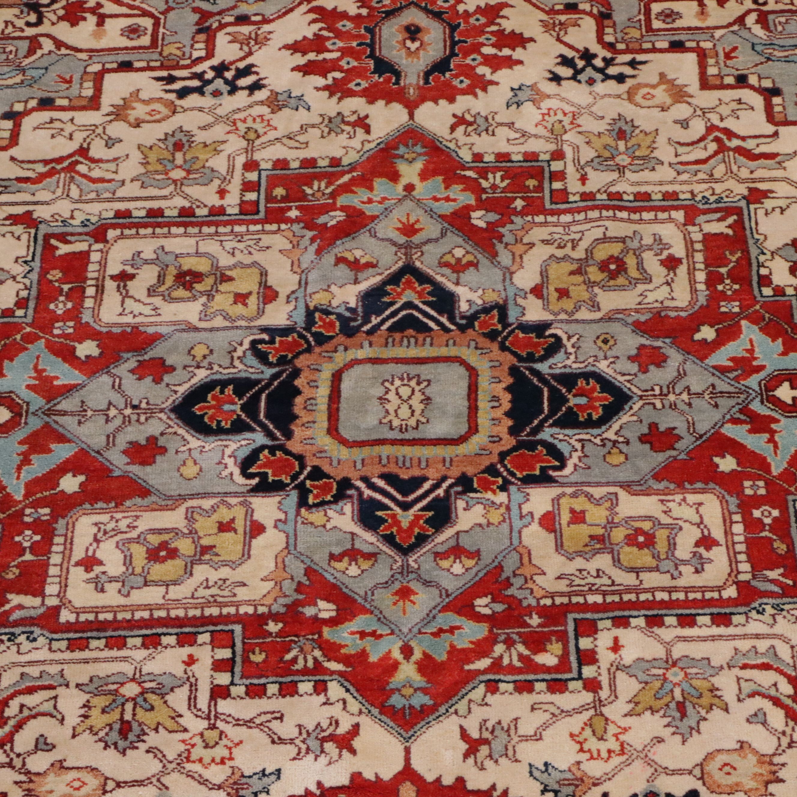 9' x 12'3 Hand-Knotted Indo-Persian Heriz Room-Sized Rug
