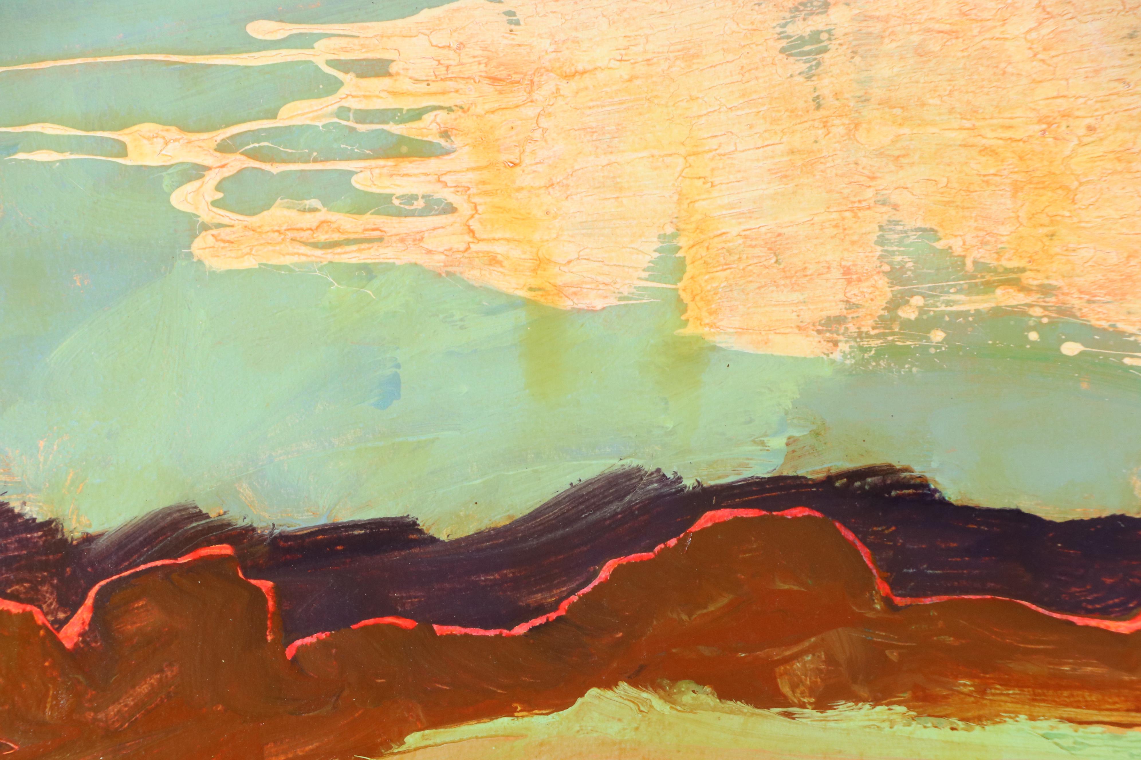 Harry Hilson Expressionist Landscape Acrylic Painting, 1994