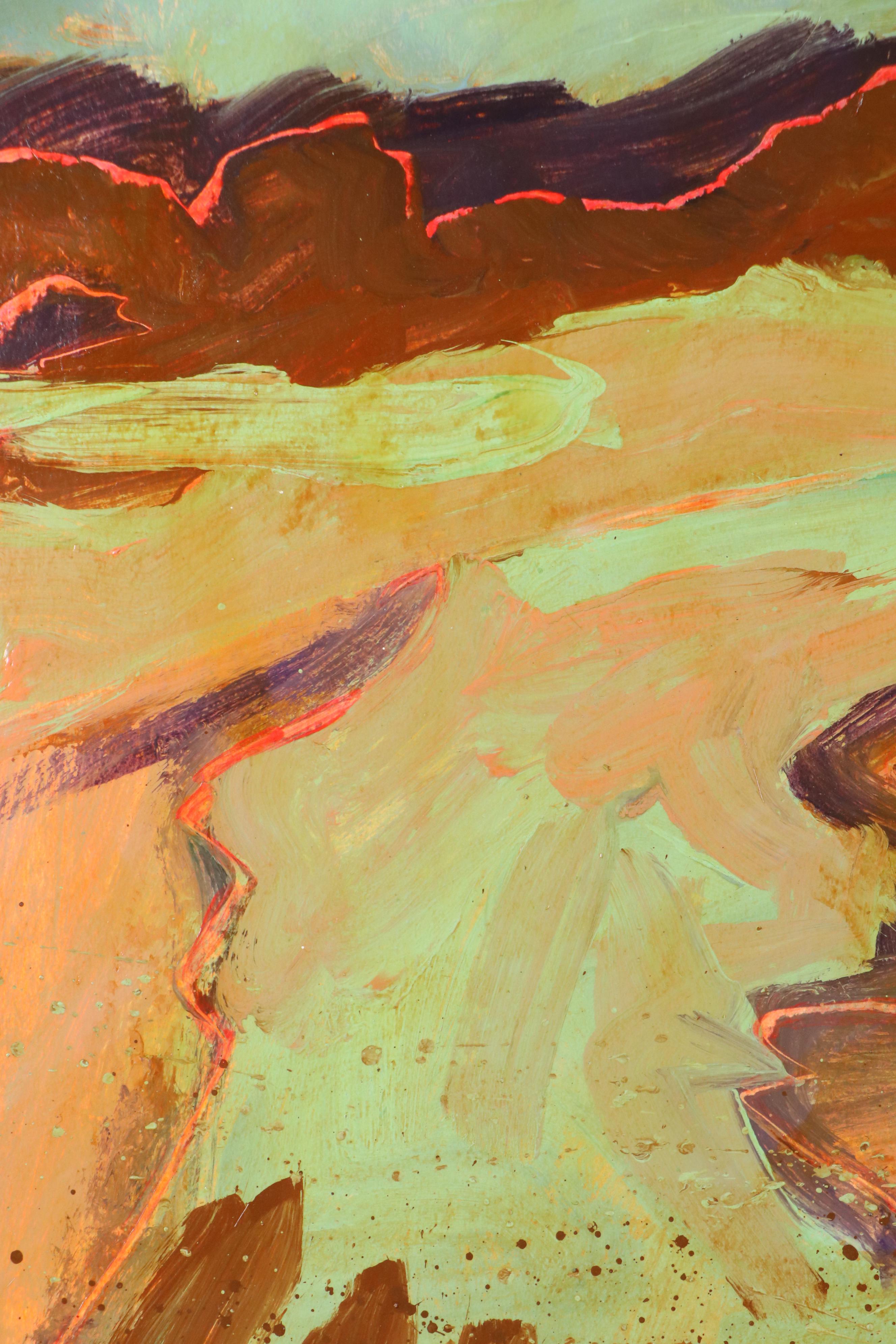 Harry Hilson Expressionist Landscape Acrylic Painting, 1994