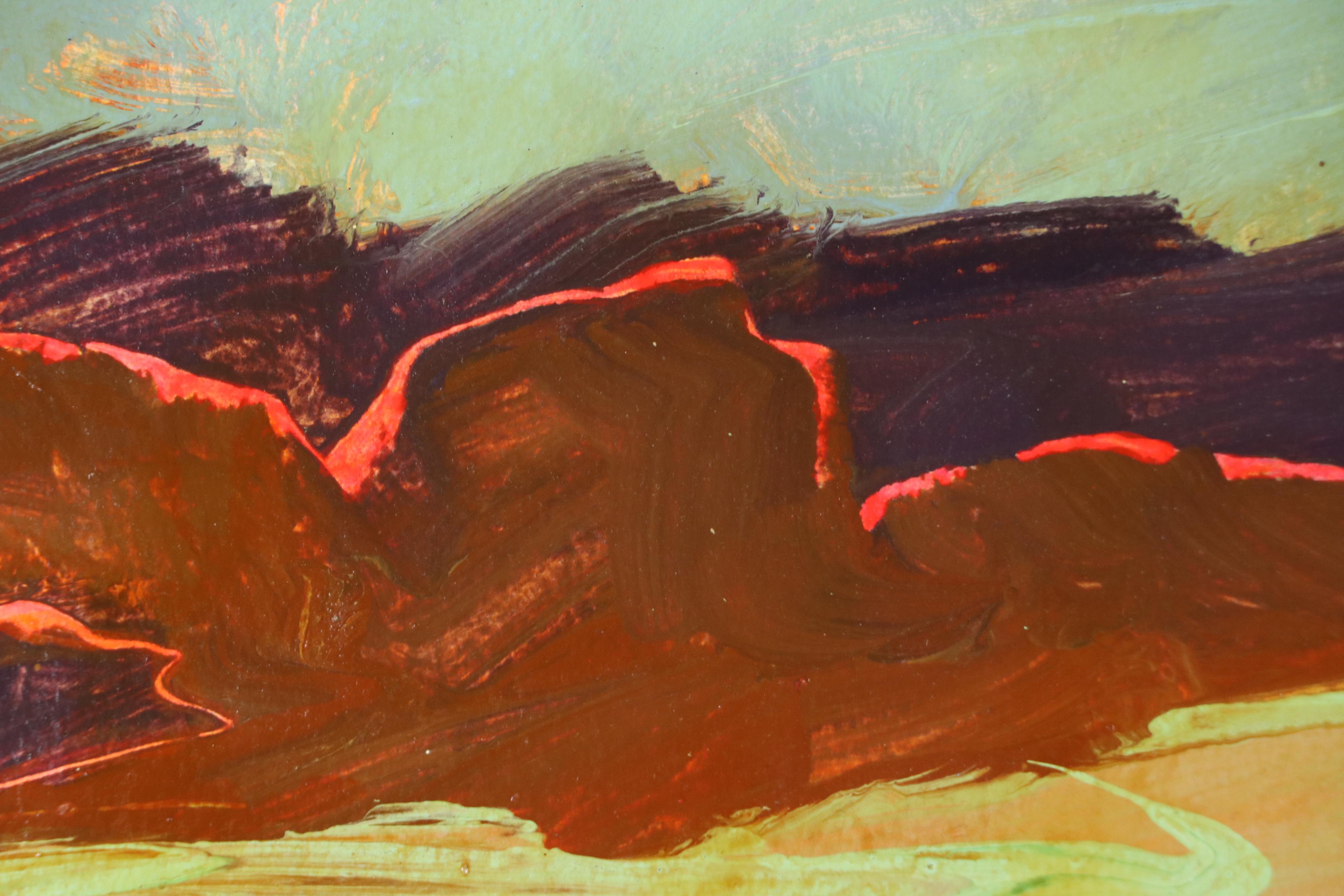 Harry Hilson Expressionist Landscape Acrylic Painting, 1994