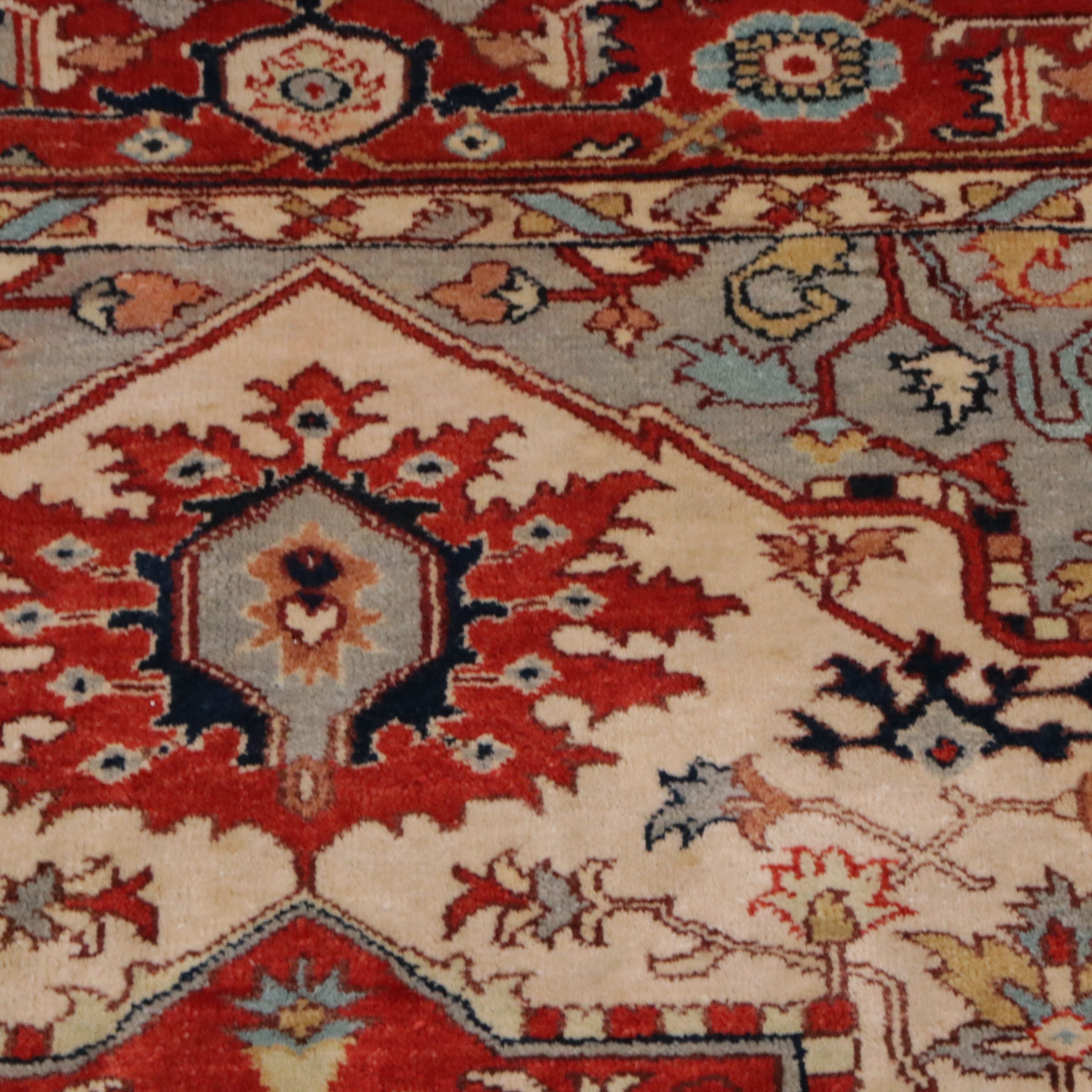 9' x 12'3 Hand-Knotted Indo-Persian Heriz Room-Sized Rug