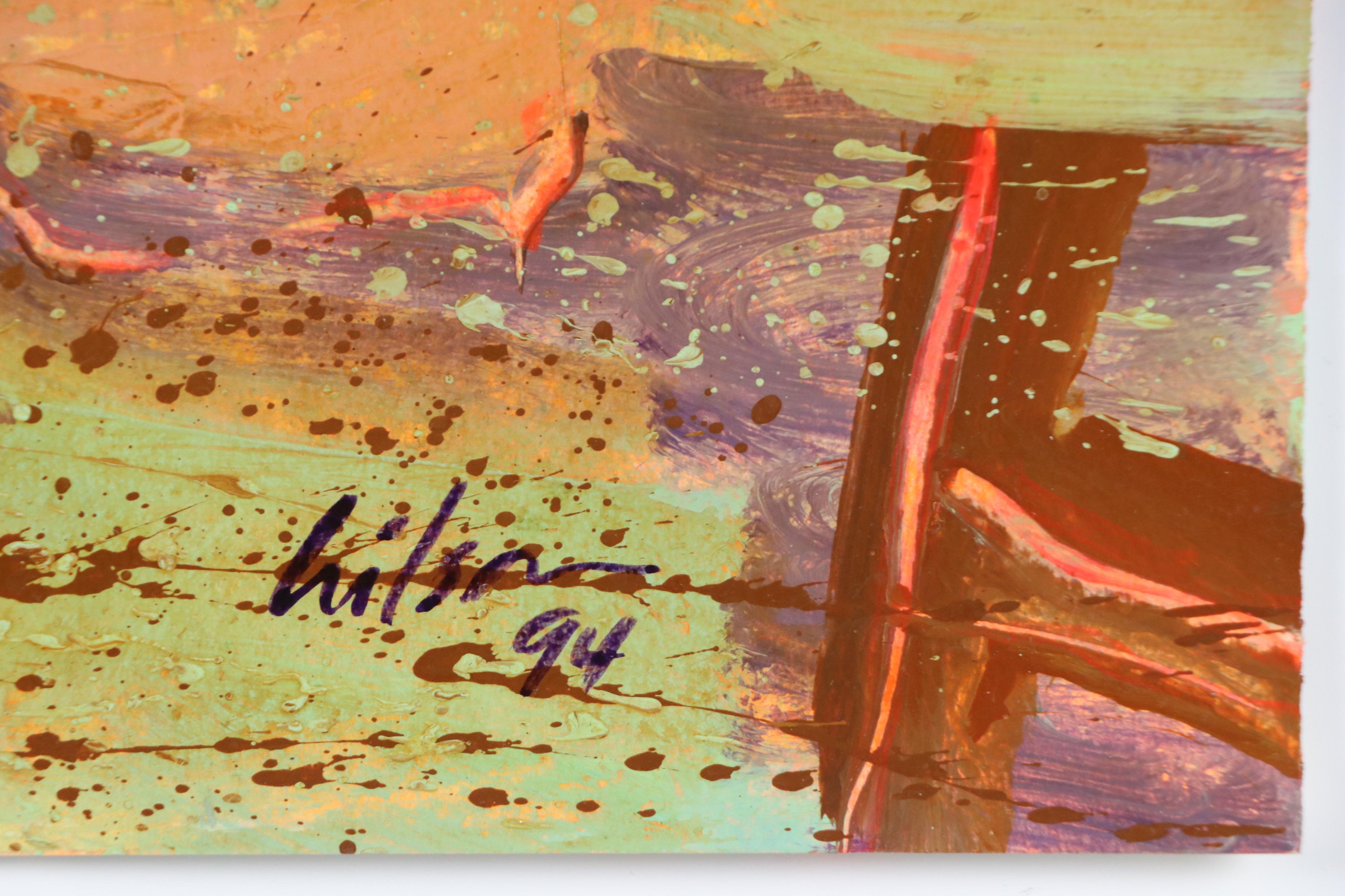 Harry Hilson Expressionist Landscape Acrylic Painting, 1994