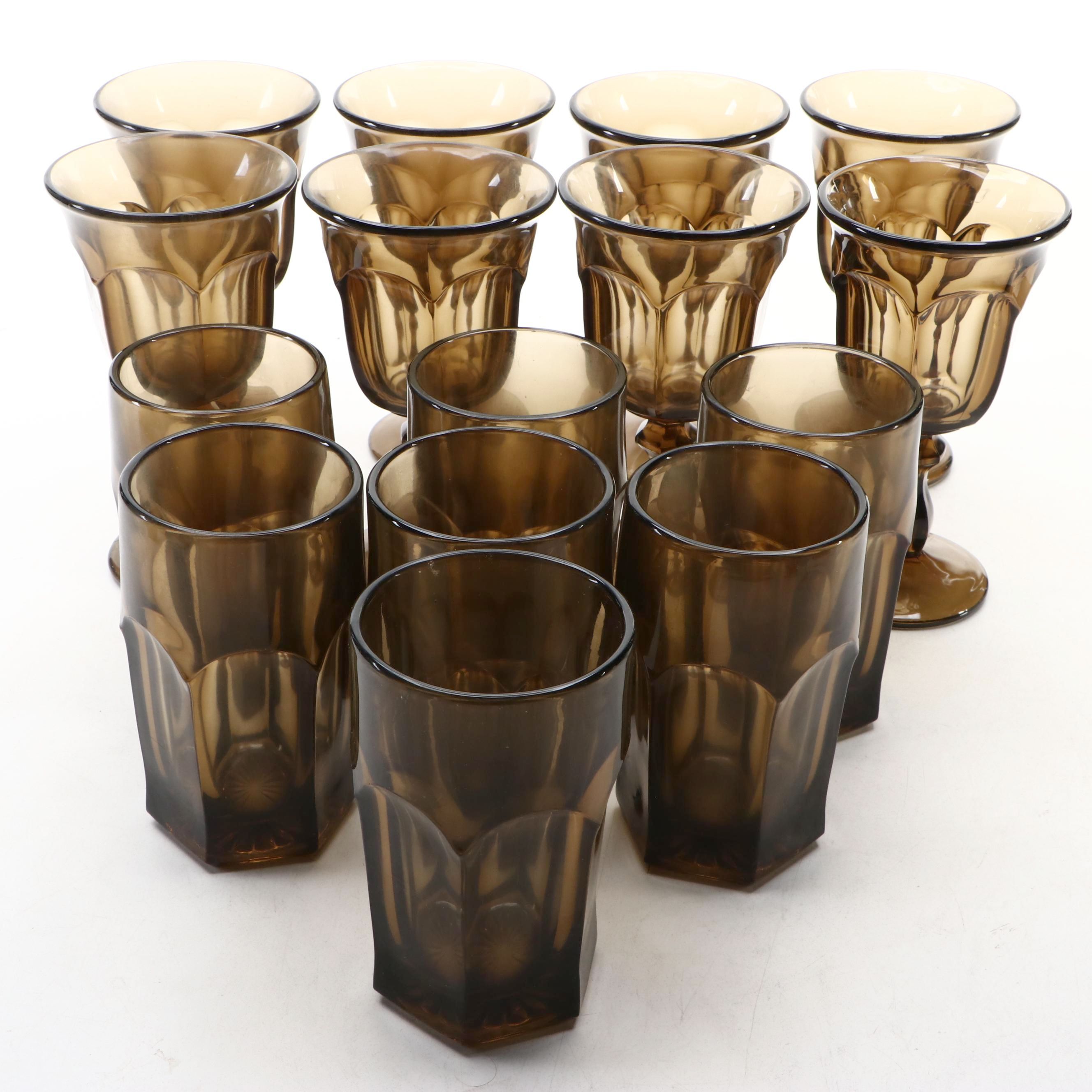 Imperial Glass "Old Williamsburg Brown" Tumblers and Water Goblets