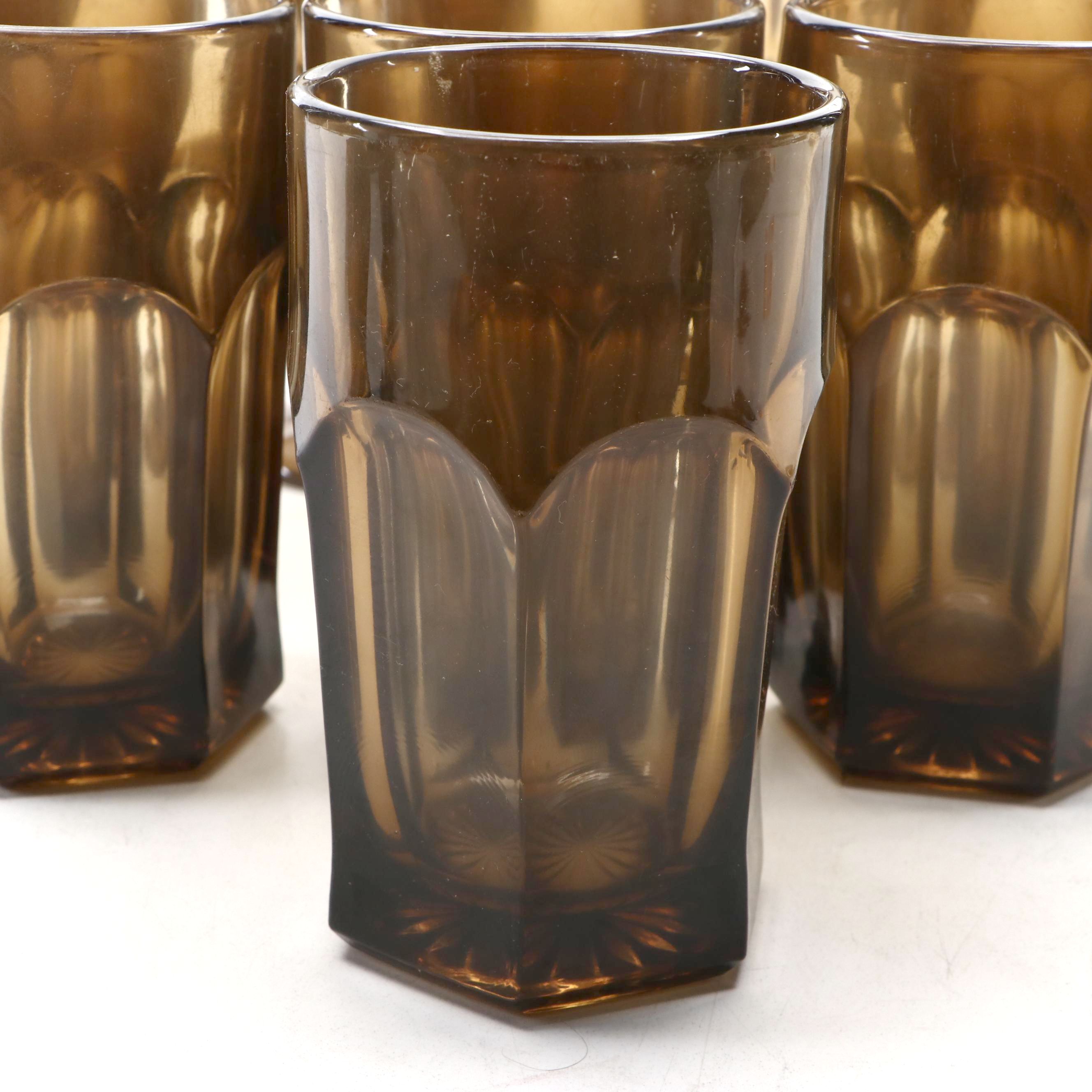 Imperial Glass "Old Williamsburg Brown" Tumblers and Water Goblets