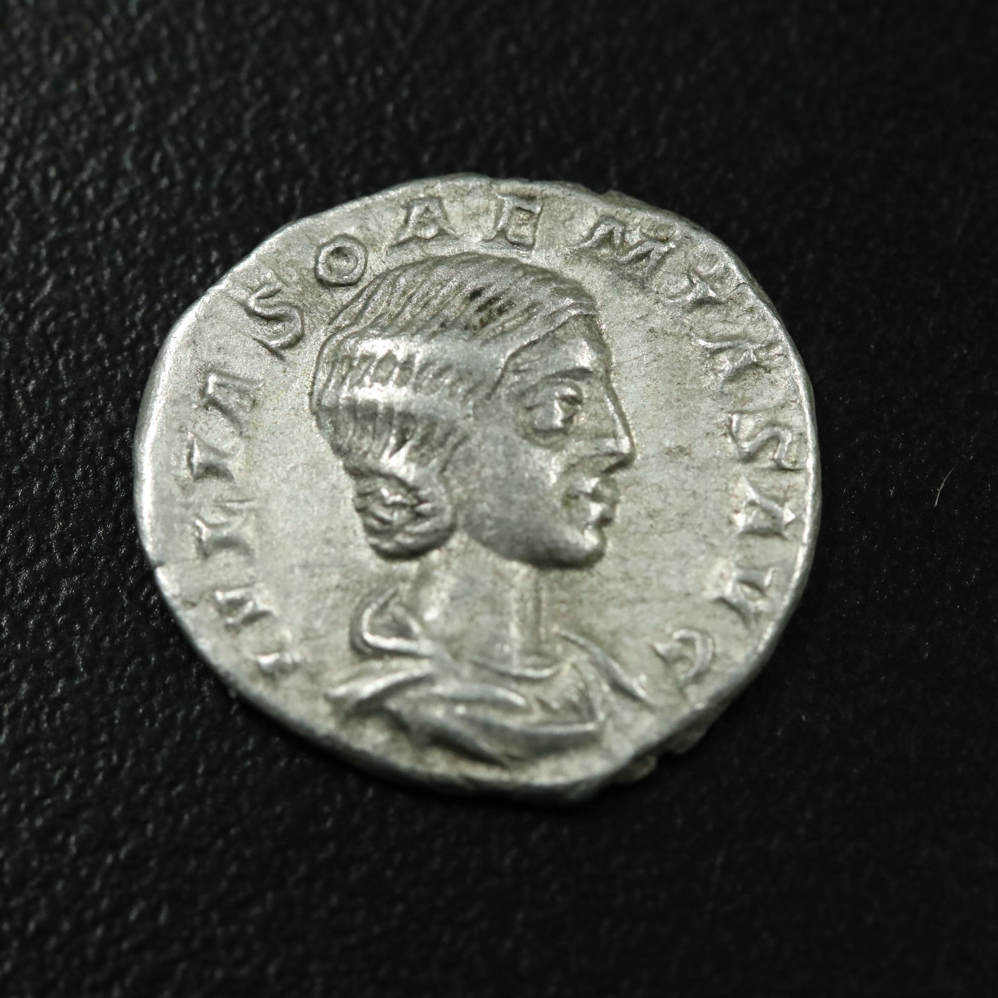 Ancient Roman Imperial AR Denarius Coin of Julia Soaemias, ca. 220 A.D.